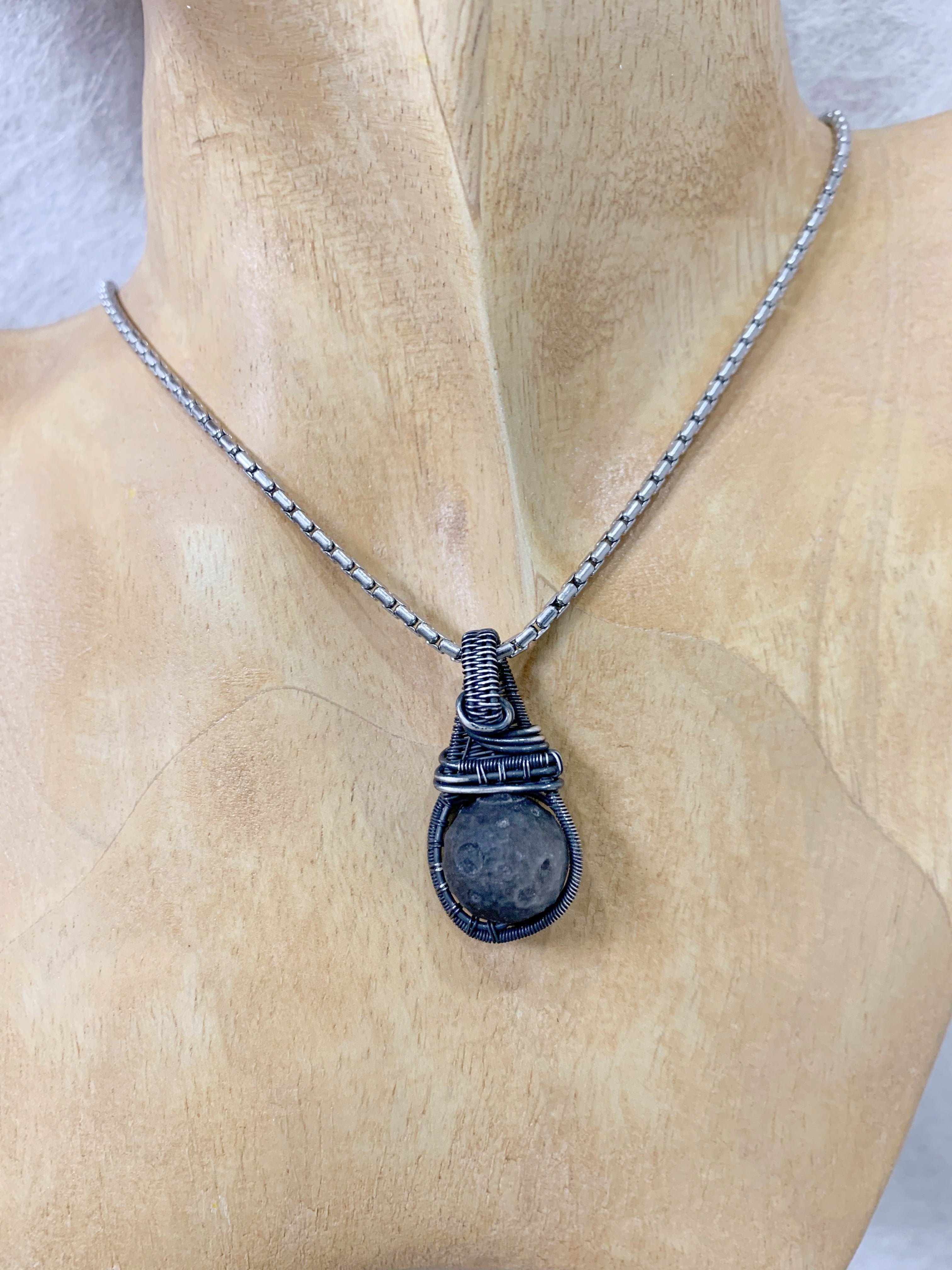 Sterling Silver Obsidian Moon Necklace