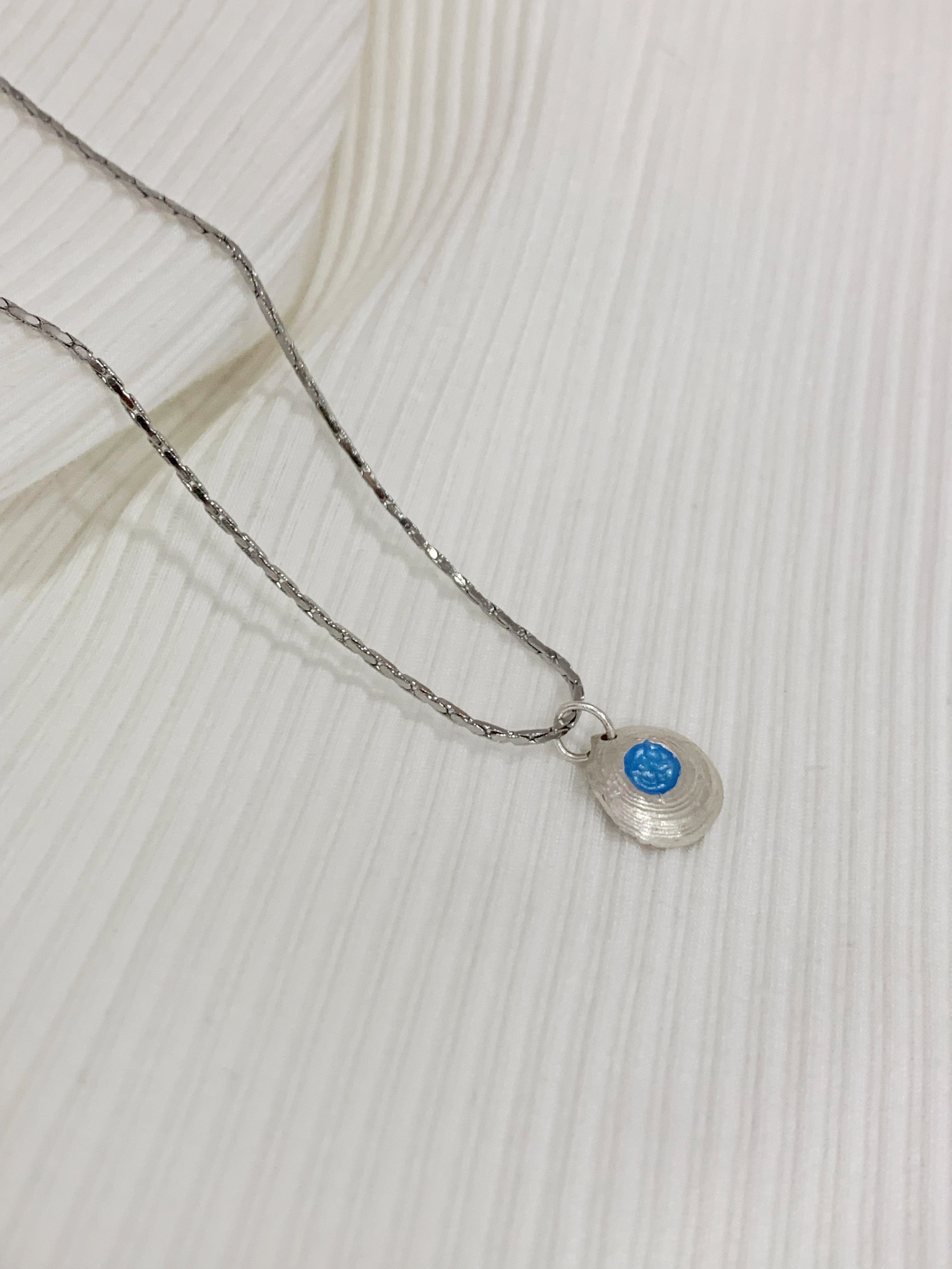 Blue Enameled Necklace in Sterling Silver