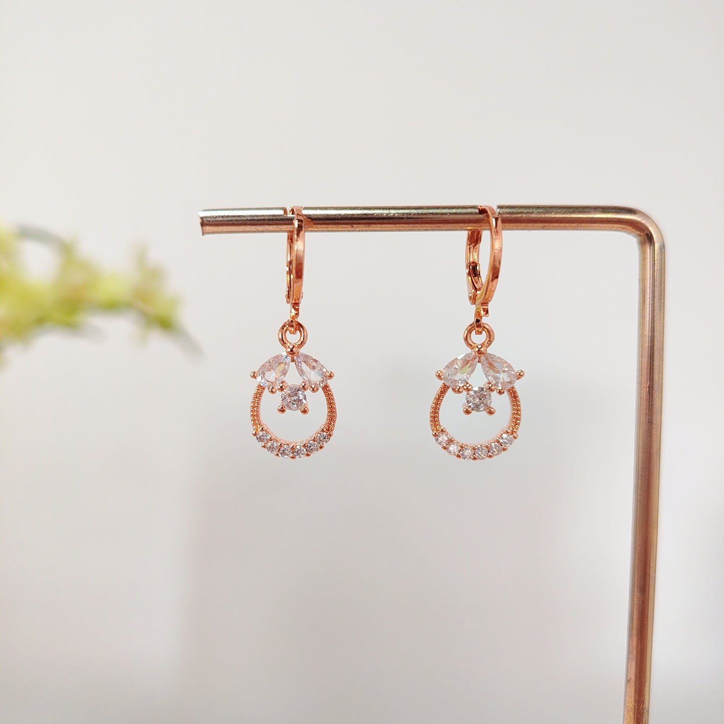 Gold Teardrop Dangle Earrings | Elegant CZ Circle Drop Earrings | Dainty Romantic Jewelry | Bridal Wedding Earrings | Cute Gift for Her