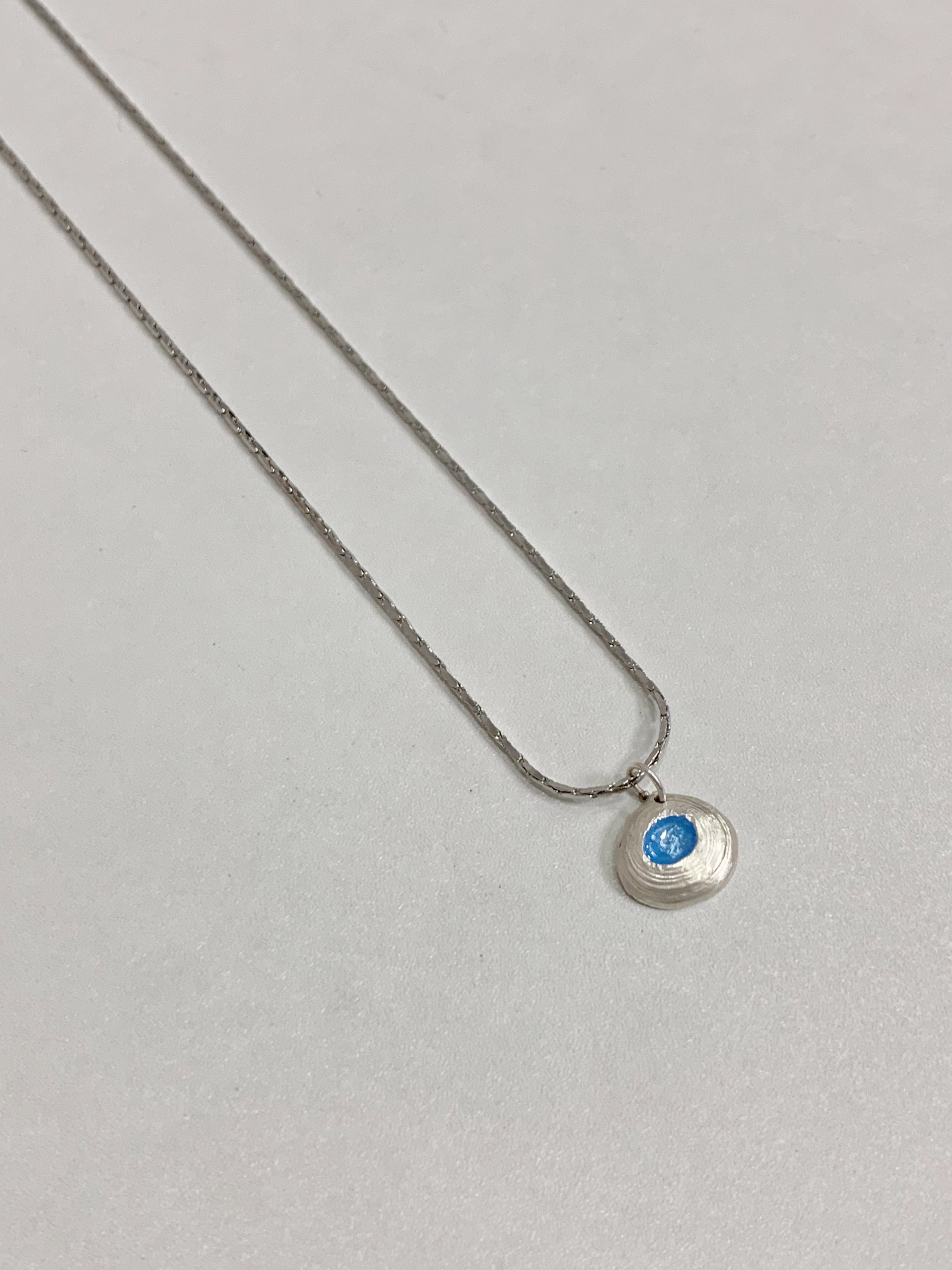 Blue Enameled Necklace in Sterling Silver