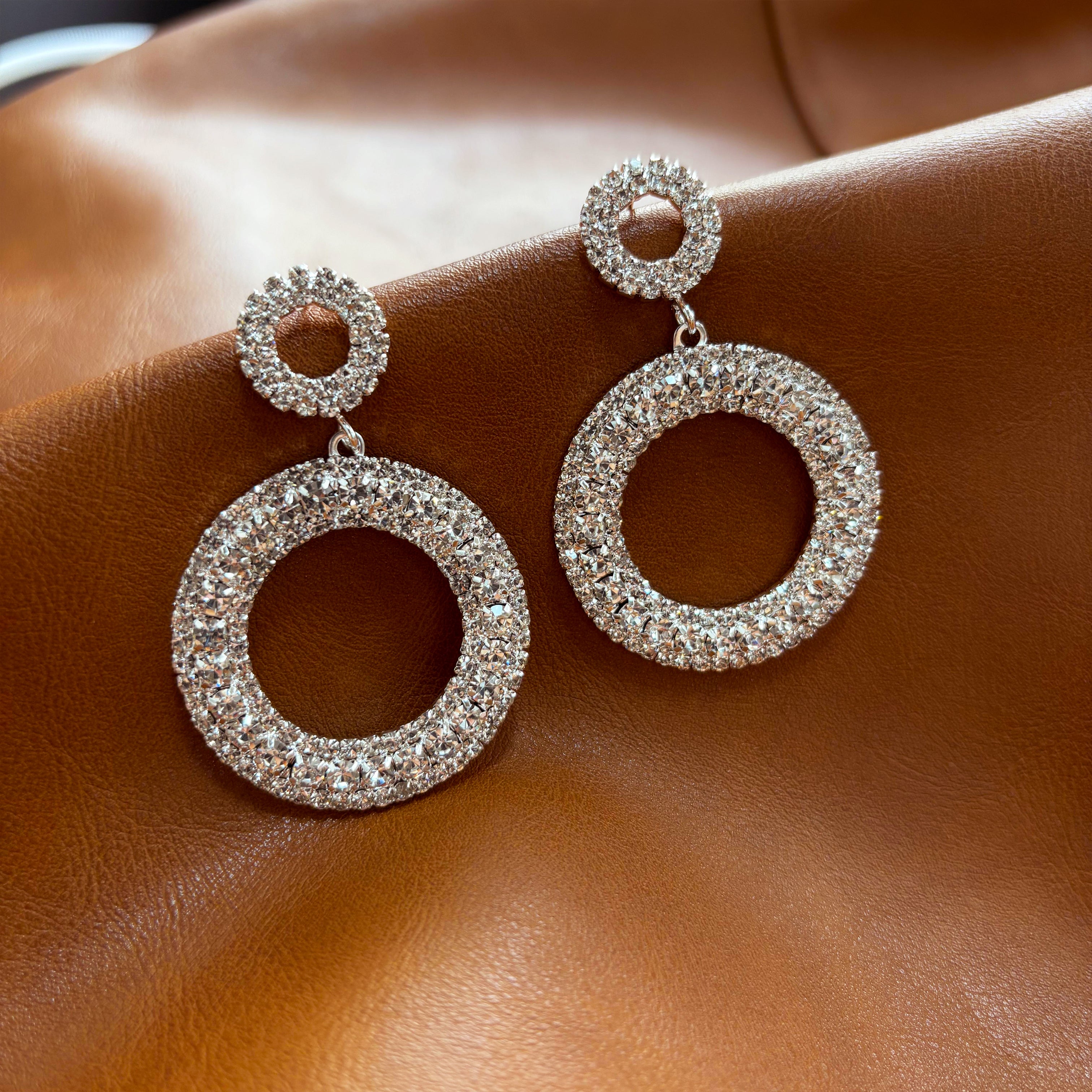 Silver Hoop Drop Earrings