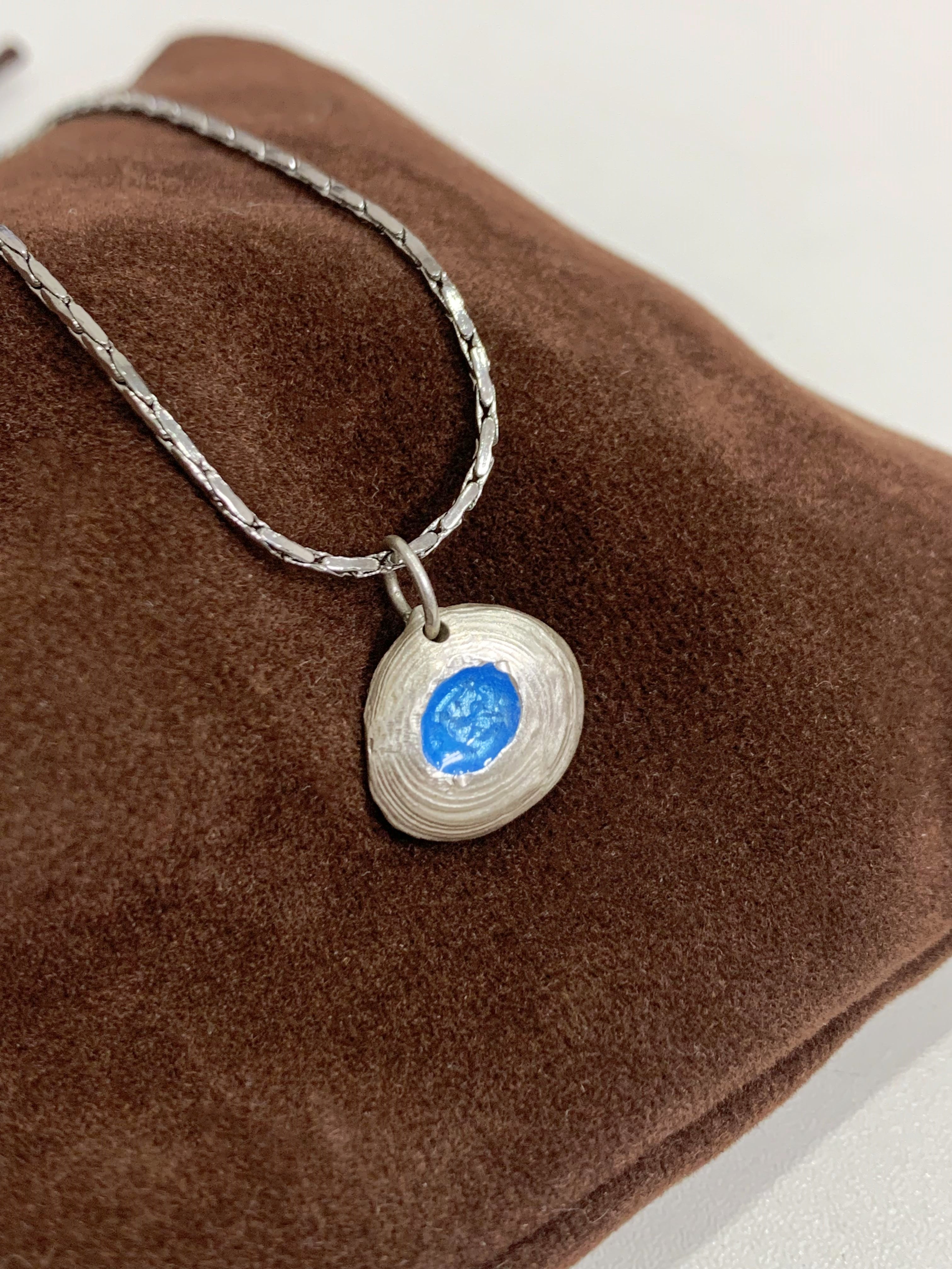 Blue Enameled Necklace in Sterling Silver