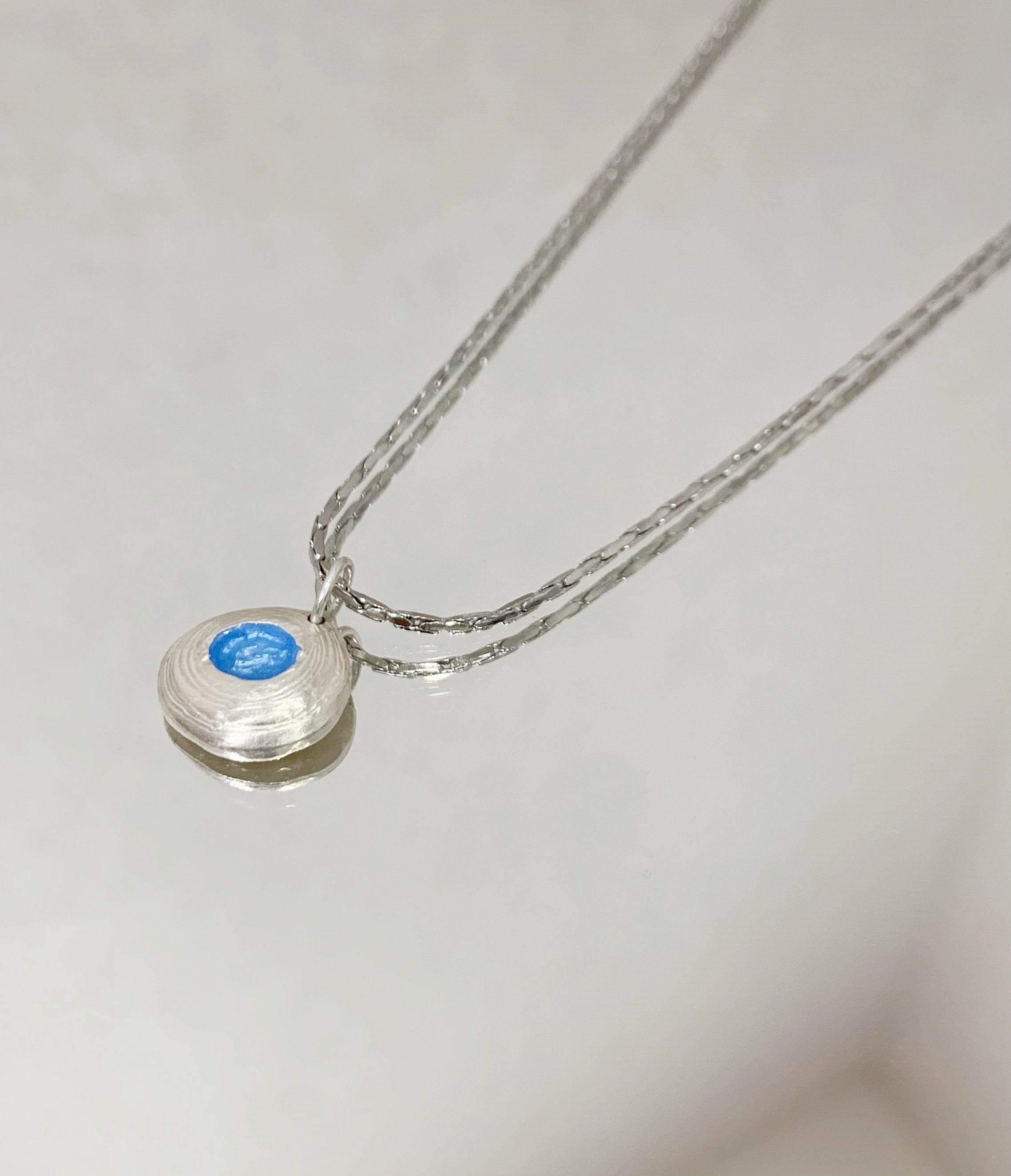Blue Enameled Necklace in Sterling Silver