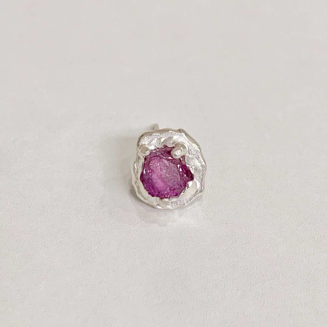 Purple Pink Garnet Raw Stone  Earring