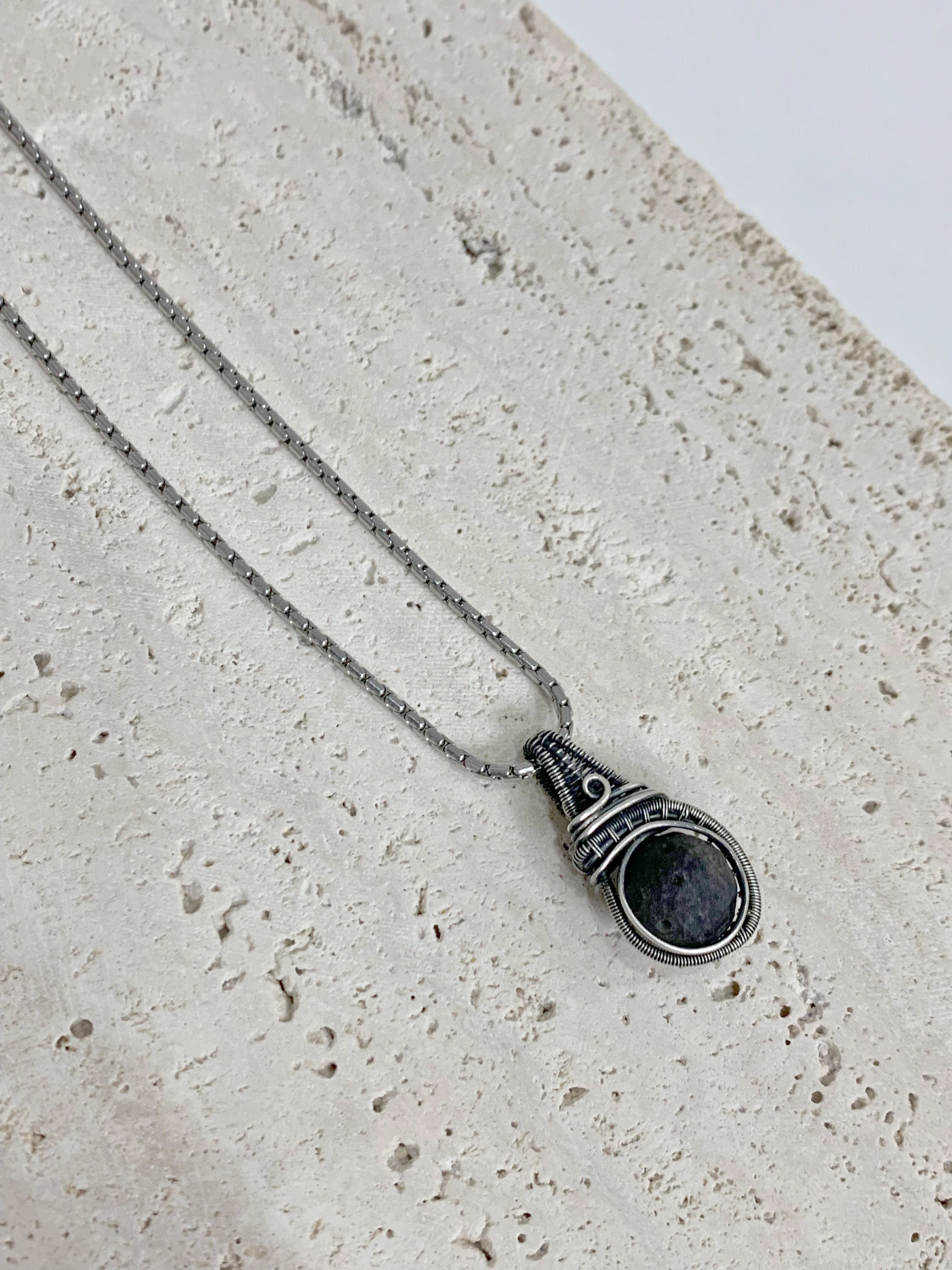 Sterling Silver Obsidian Moon Necklace