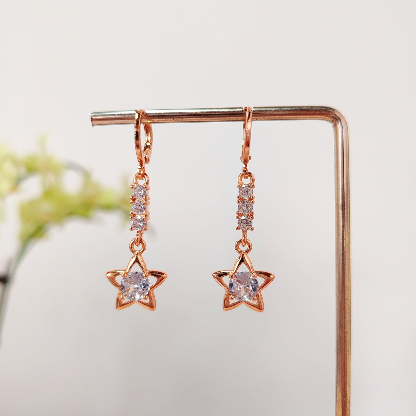 Dainty Hollow Star Drop Earrings with Sparkling CZ | Gold Celestial Dangle Earrings | Cute Elegant Earrings| Everyday Earrings |Gift for Her