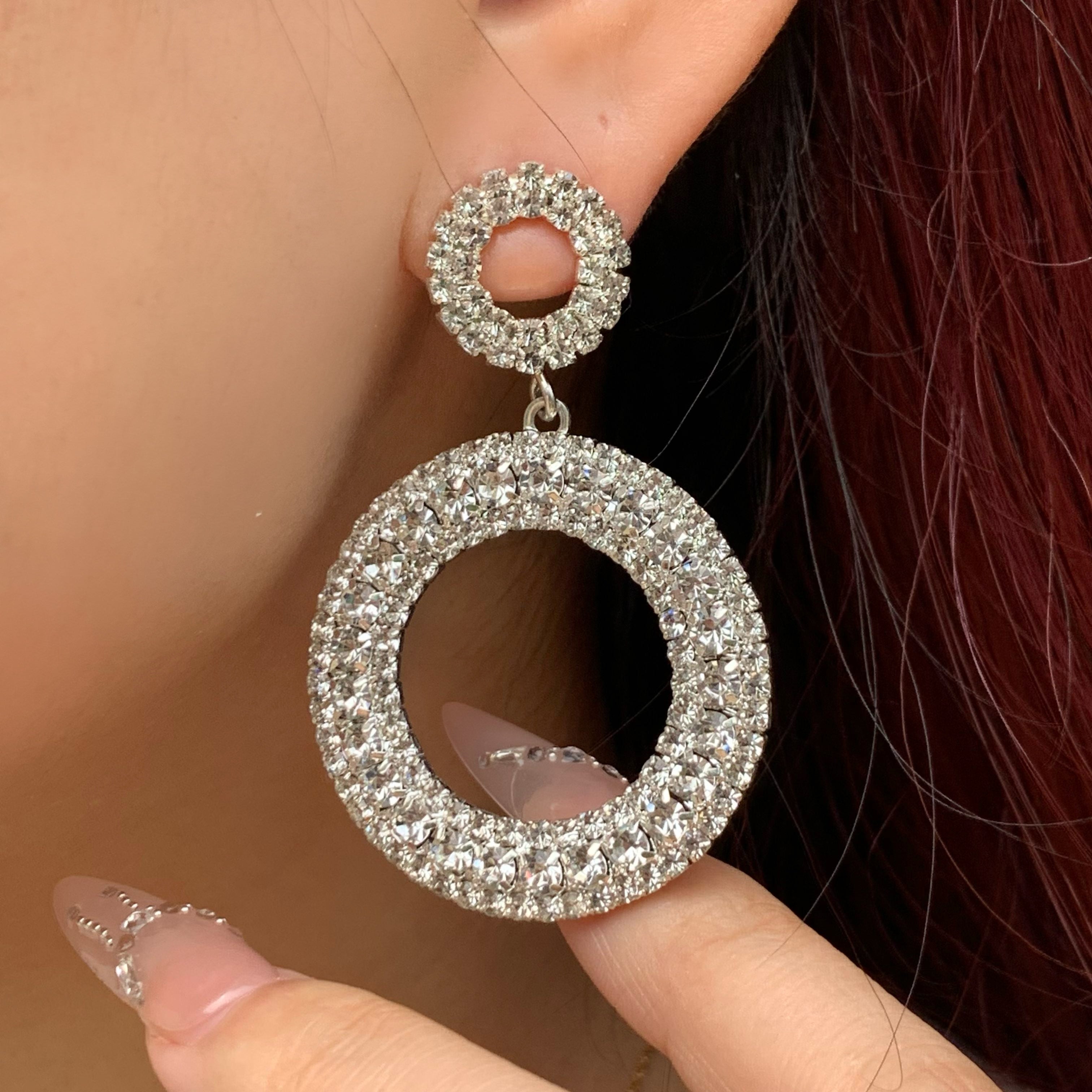 Silver Hoop Drop Earrings