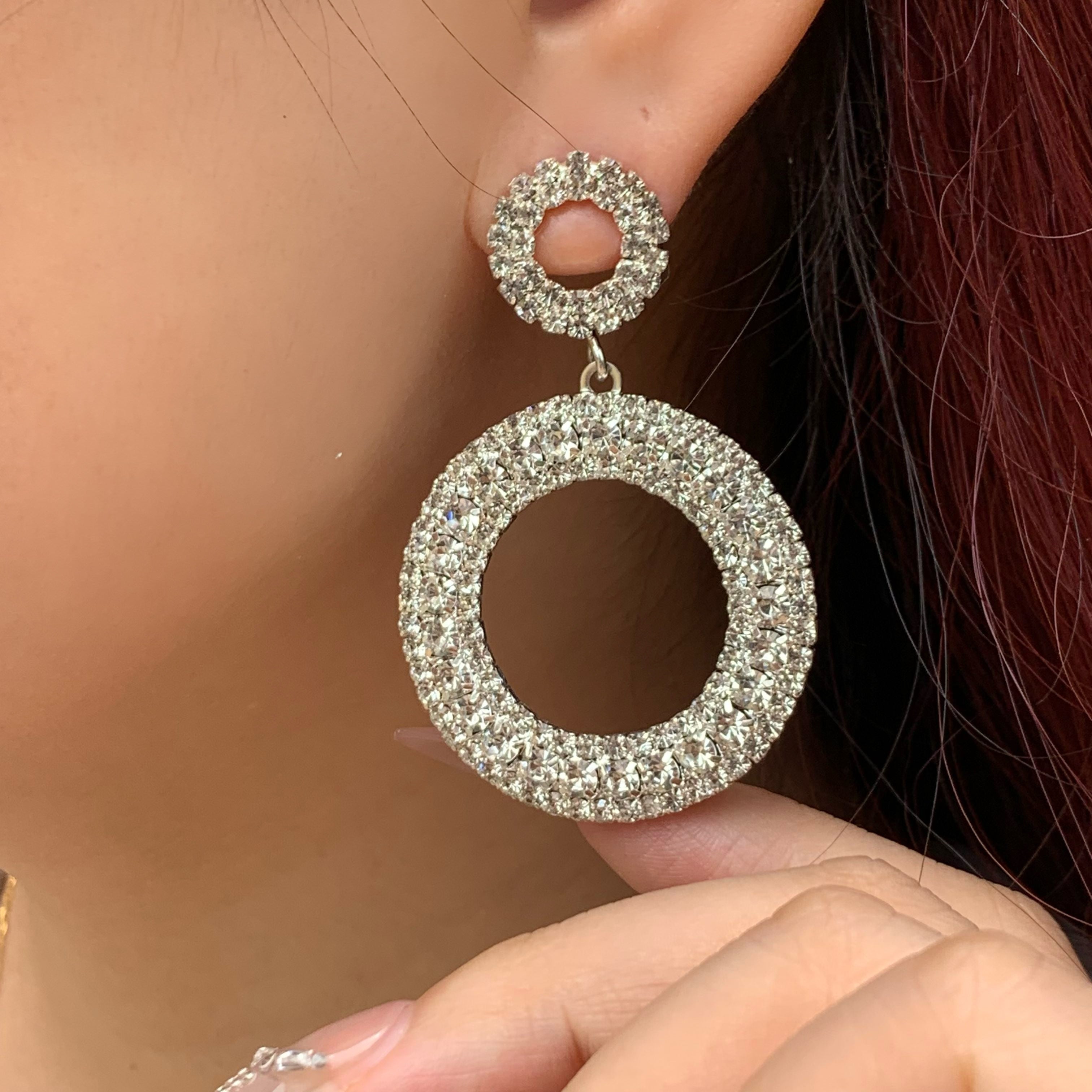 Silver Hoop Drop Earrings