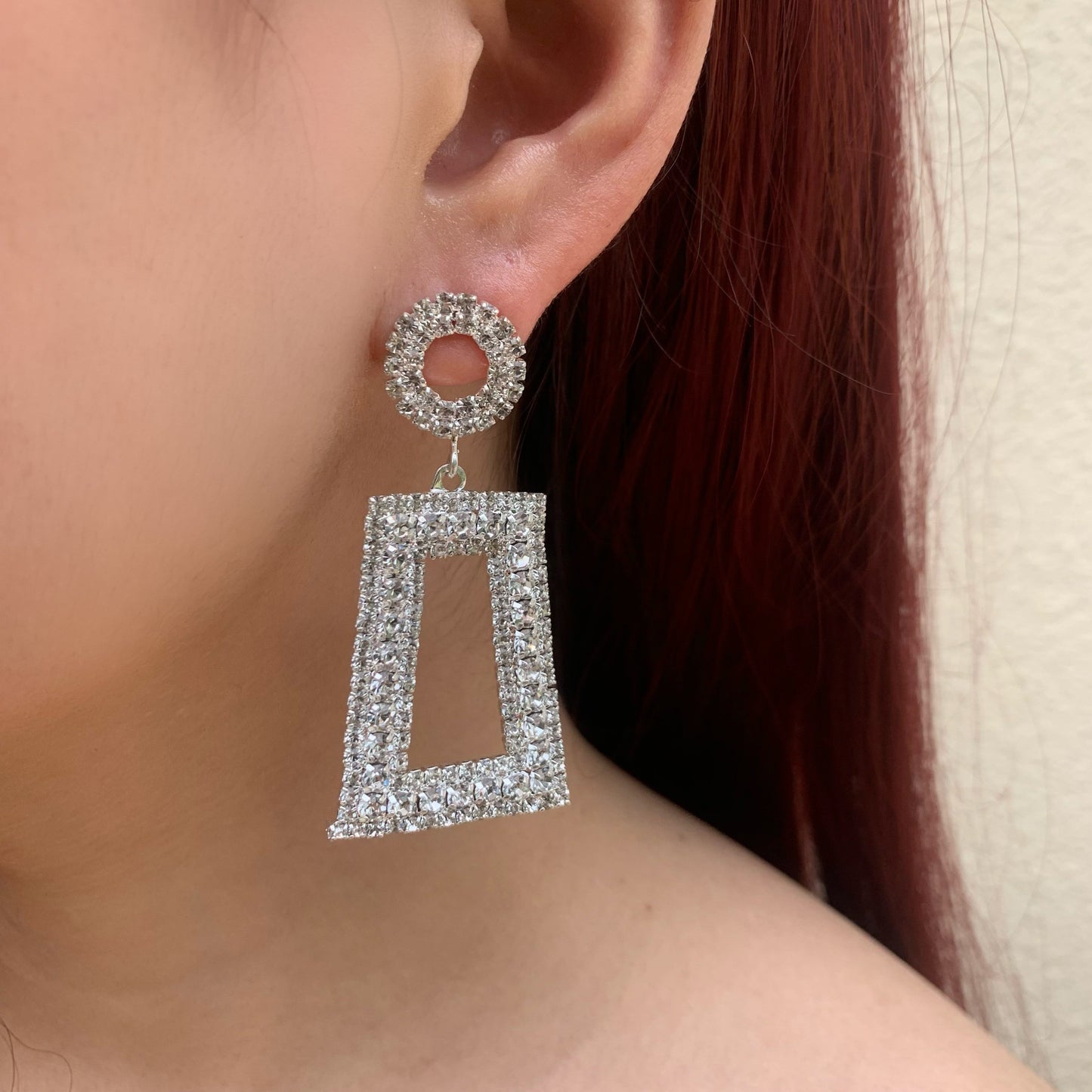 Wedding Season — Sparkling Rectangle Drop Earrings | Elegant Geometric Earrings | Bridal Earrings | Bridesmaid Earrings | Party Earrings | Gift for Her