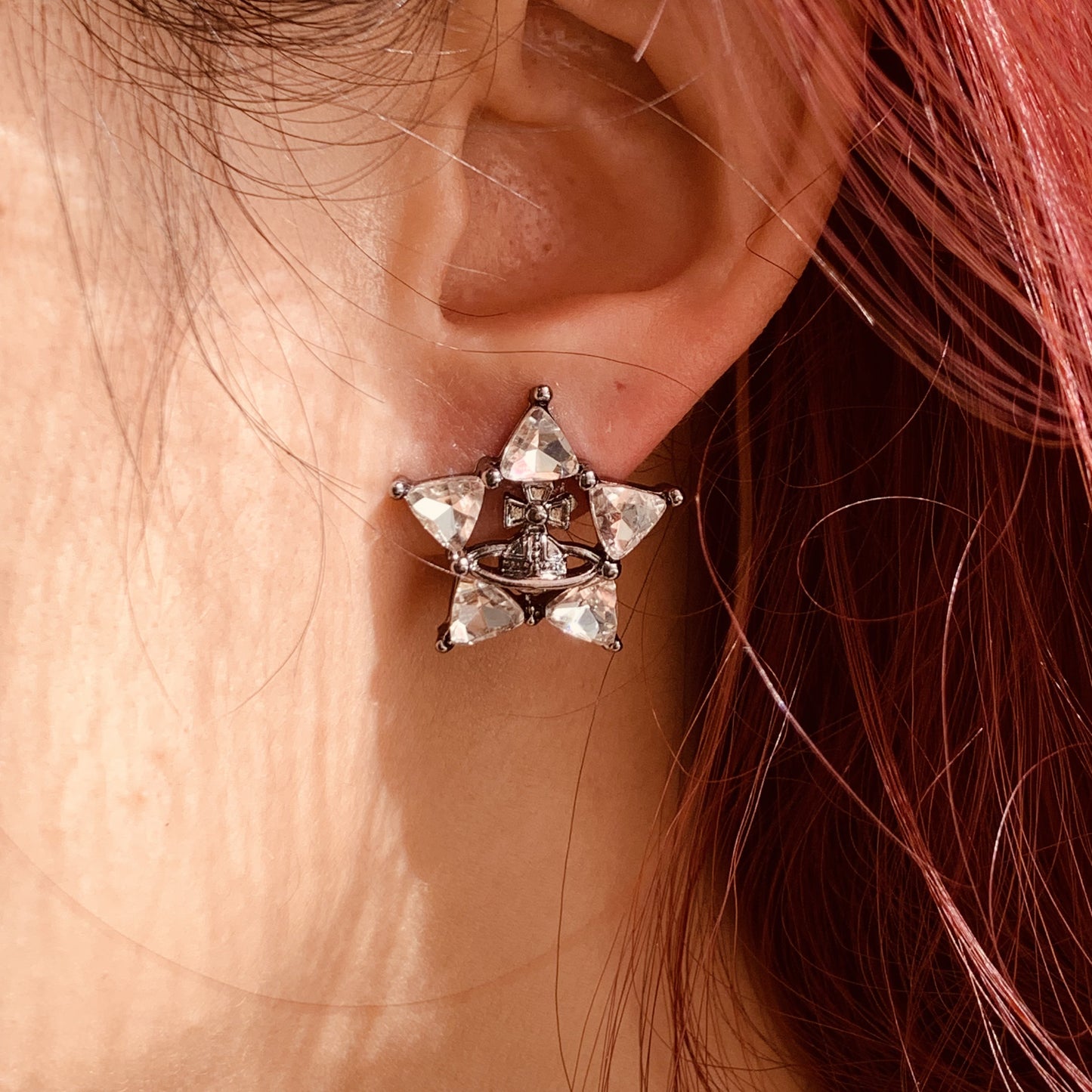 Celestial Pentagram Star Stud Earrings | Gothic Punk CZ Studs | Lightweight Unisex Orb Earrings | Y2K Aesthetic Jewelry | Gift For Her