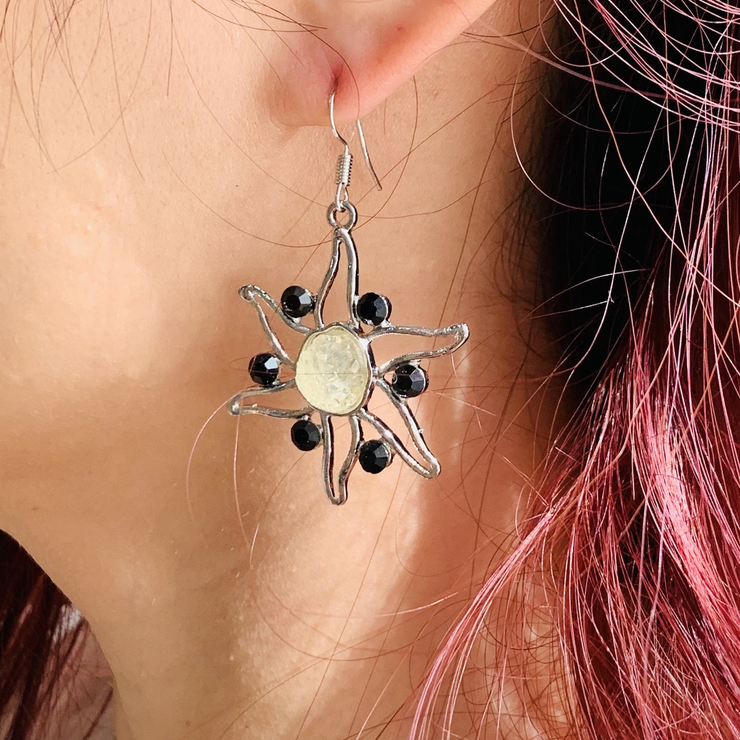 Silver Sunburst Statement Earrings | Celestial Drop Earrings | Sun Goddess Earrings | Boho Dangle Earrings | Vintage Style | Gift for Her