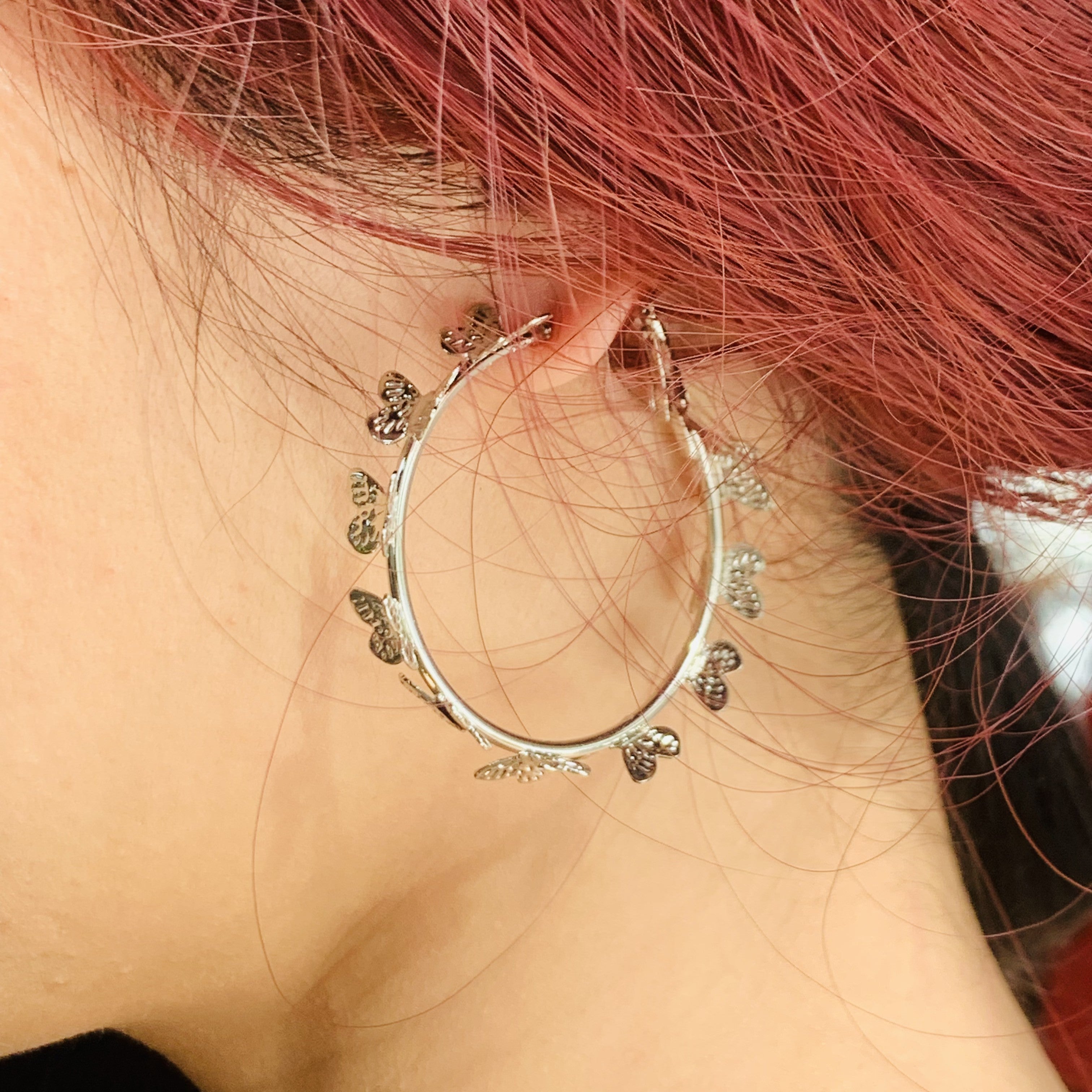 Filigree Butterfly Hoop Earrings