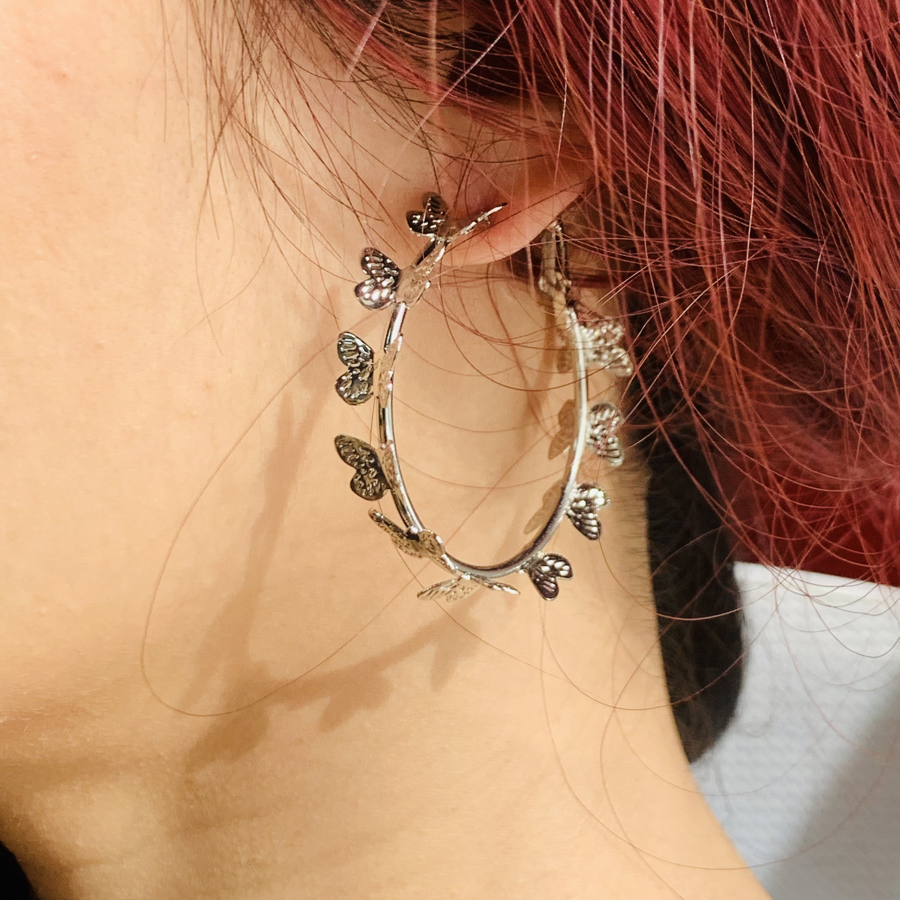 Filigree Butterfly Hoop Earrings