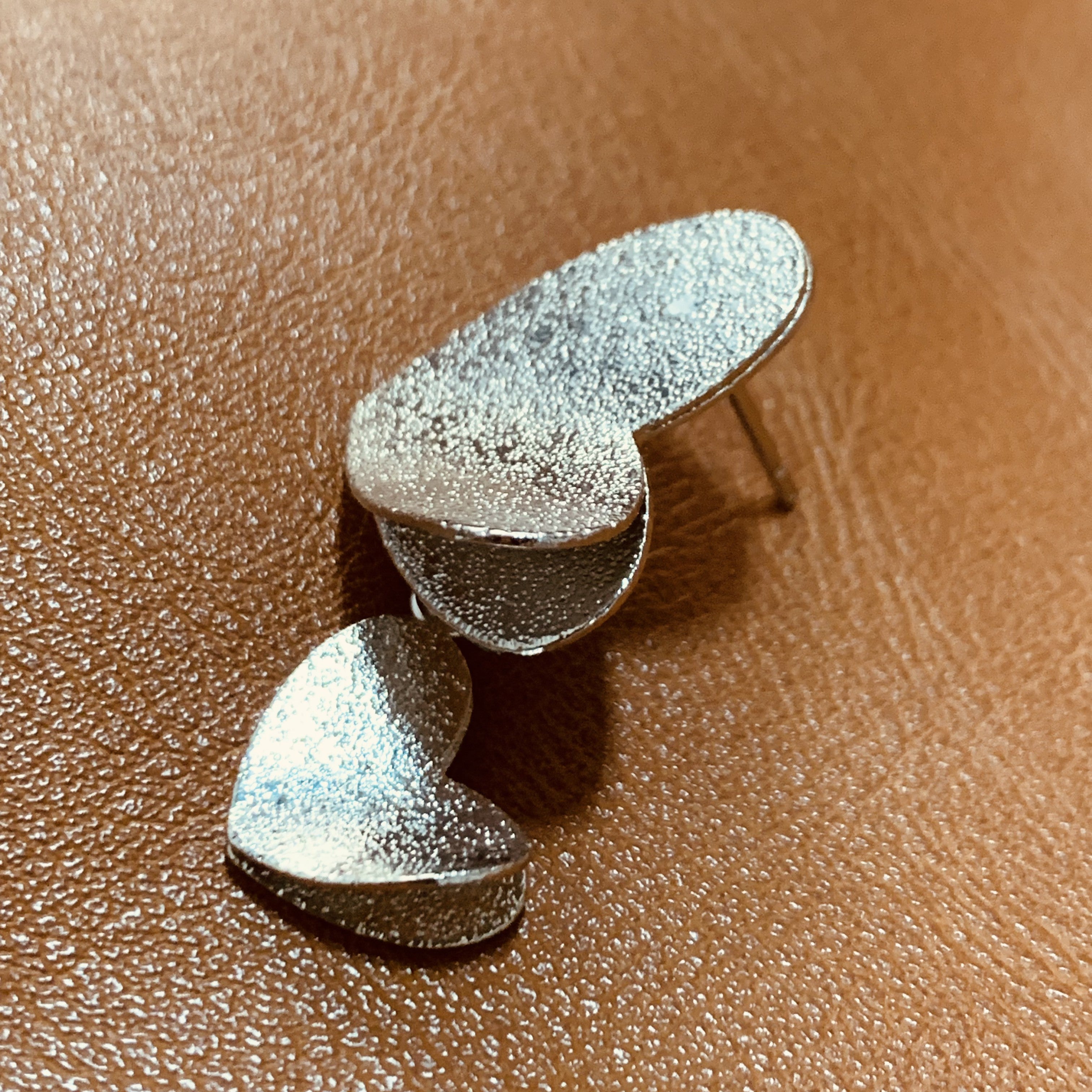 Silver Layered Double Heart Earrings