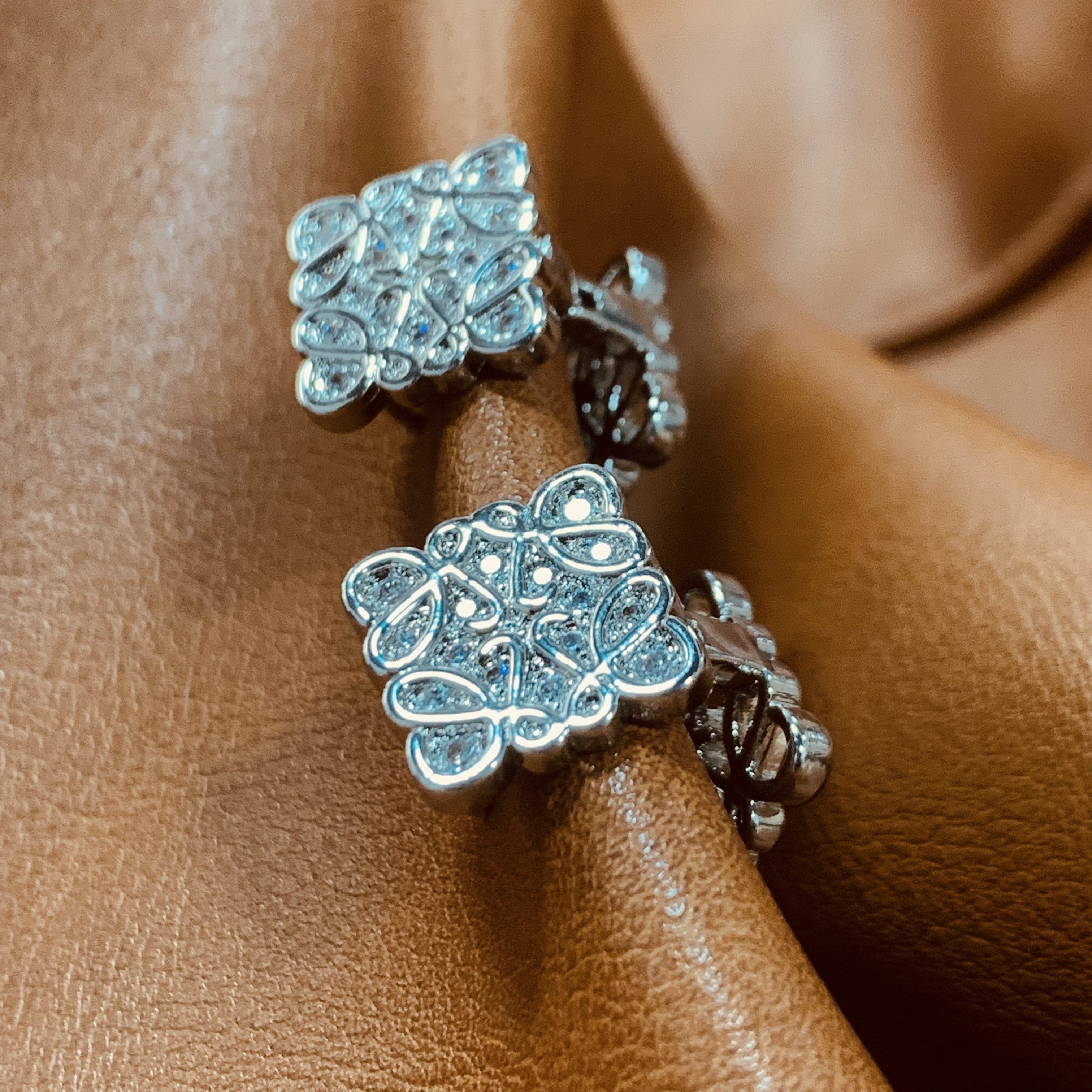 Silver Square Huggie Earrings