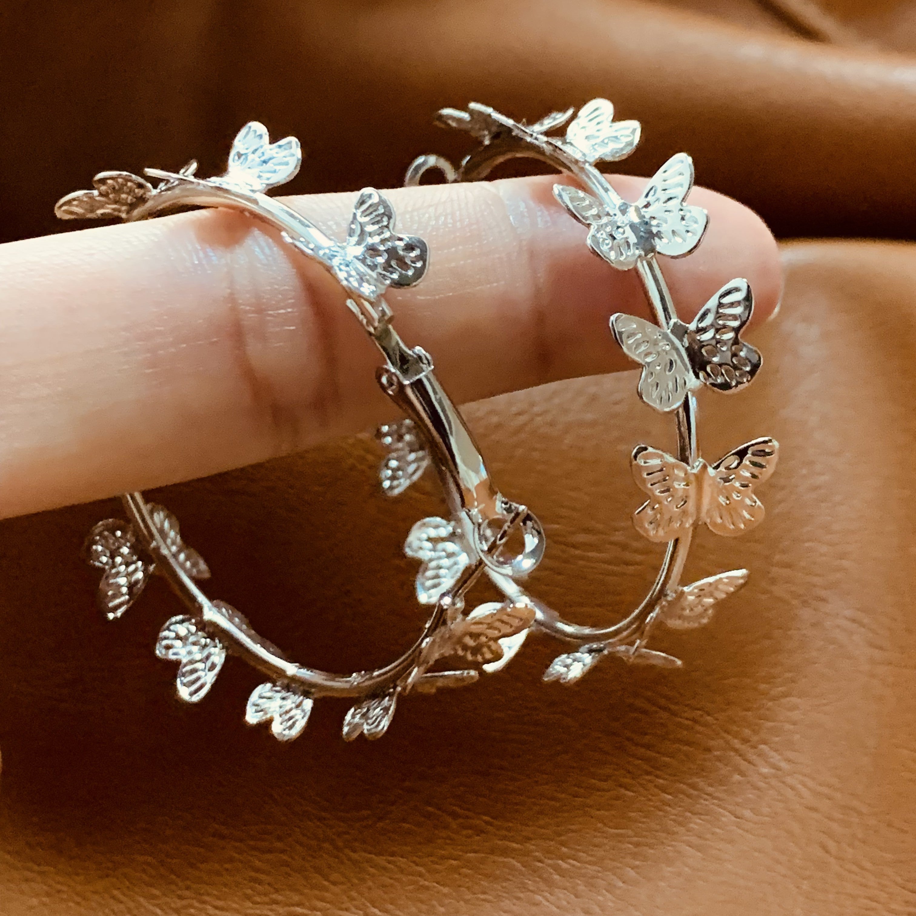 Filigree Butterfly Hoop Earrings