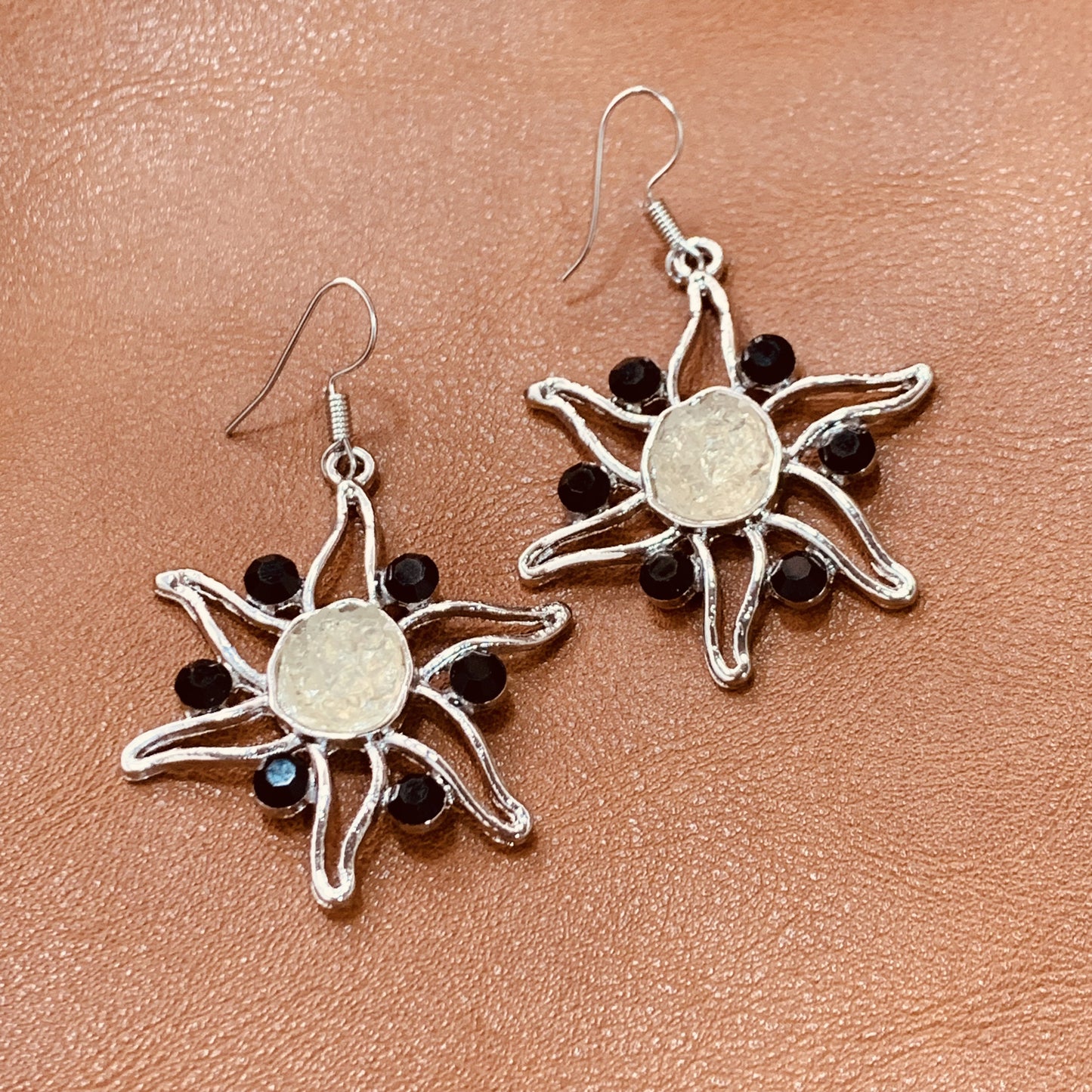 Silver Sunburst Statement Earrings | Celestial Drop Earrings | Sun Goddess Earrings | Boho Dangle Earrings | Vintage Style | Gift for Her