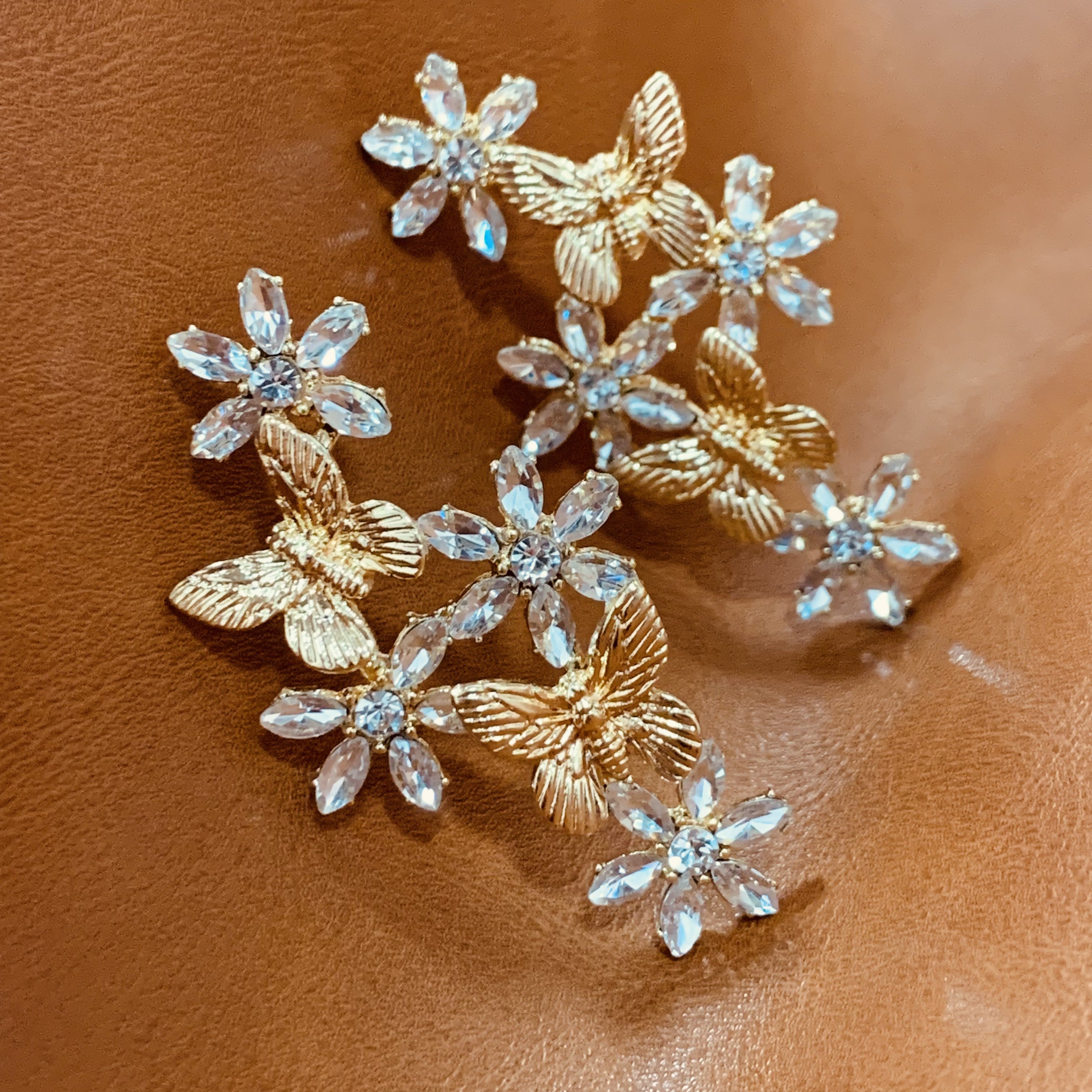 Butterfly & Flower Dangle Earrings