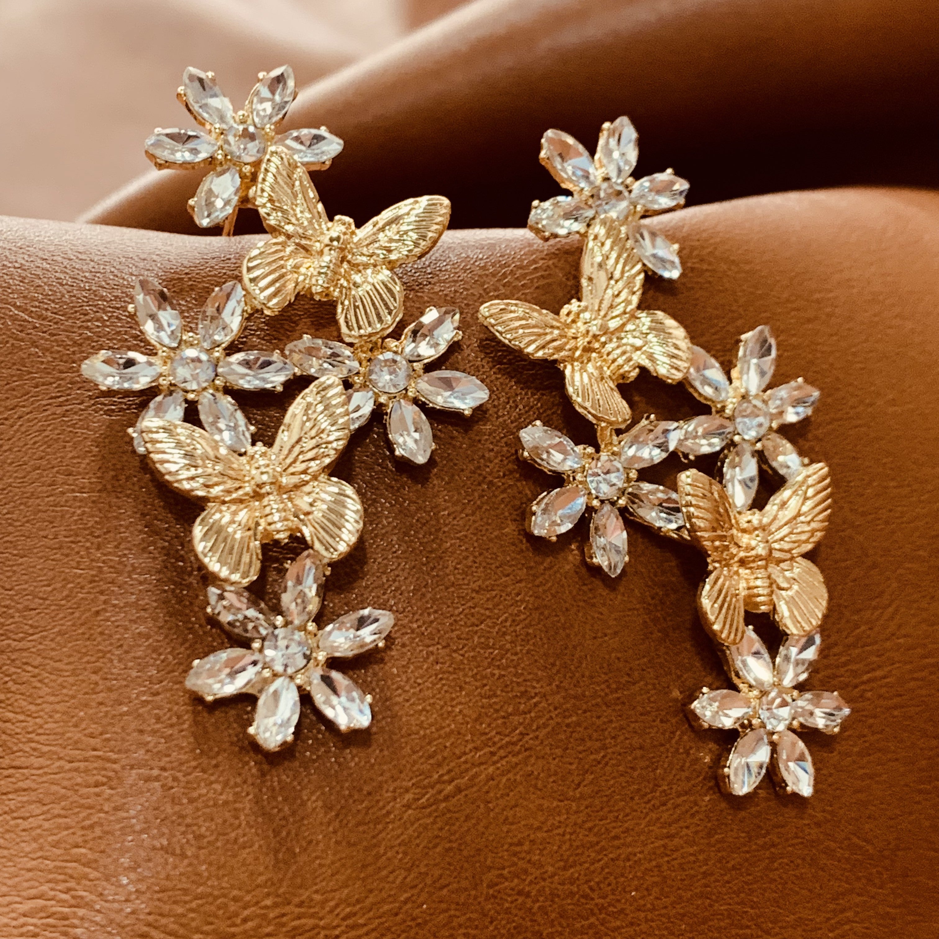 Butterfly & Flower Dangle Earrings