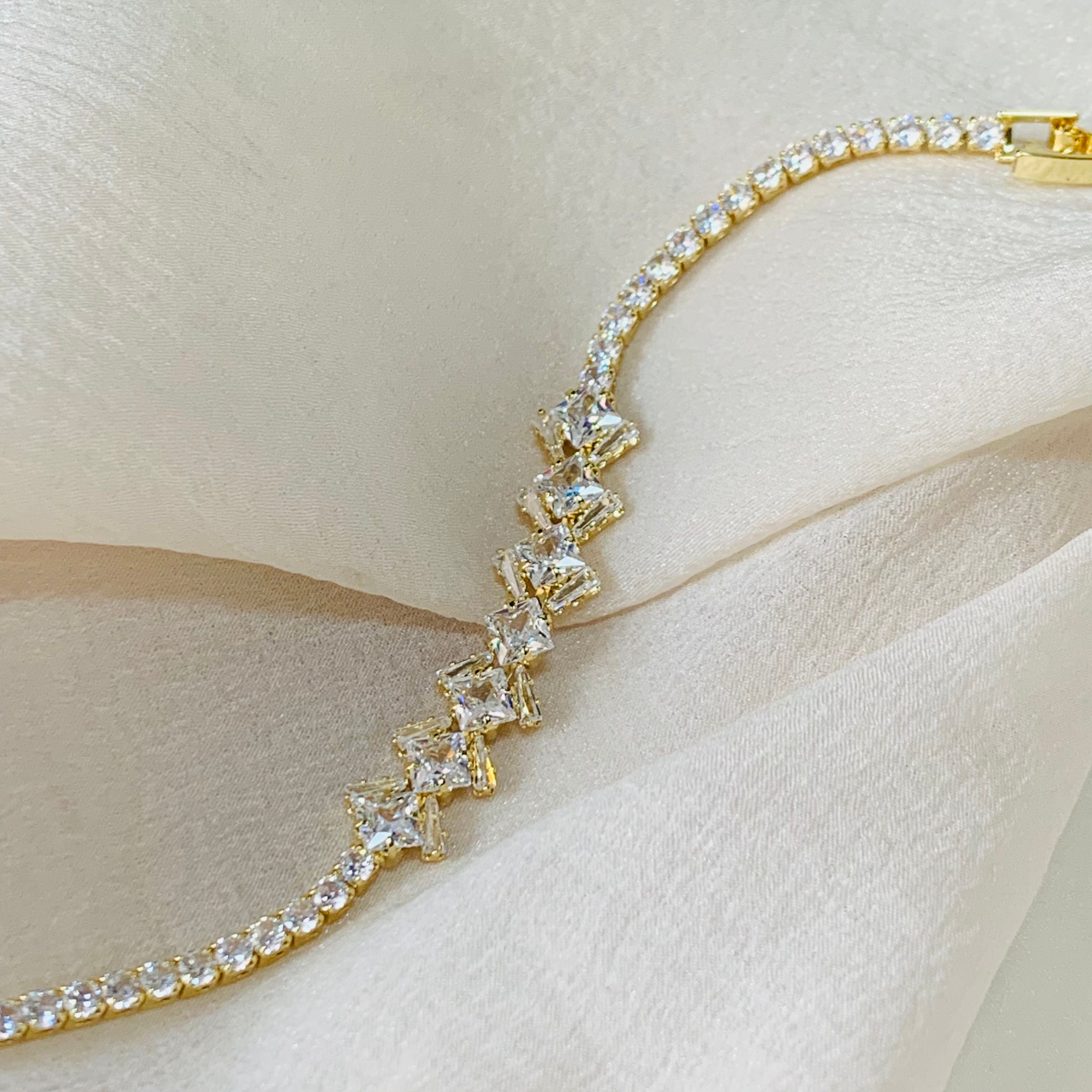 Princess Cut Dainty Tennis Bracelet