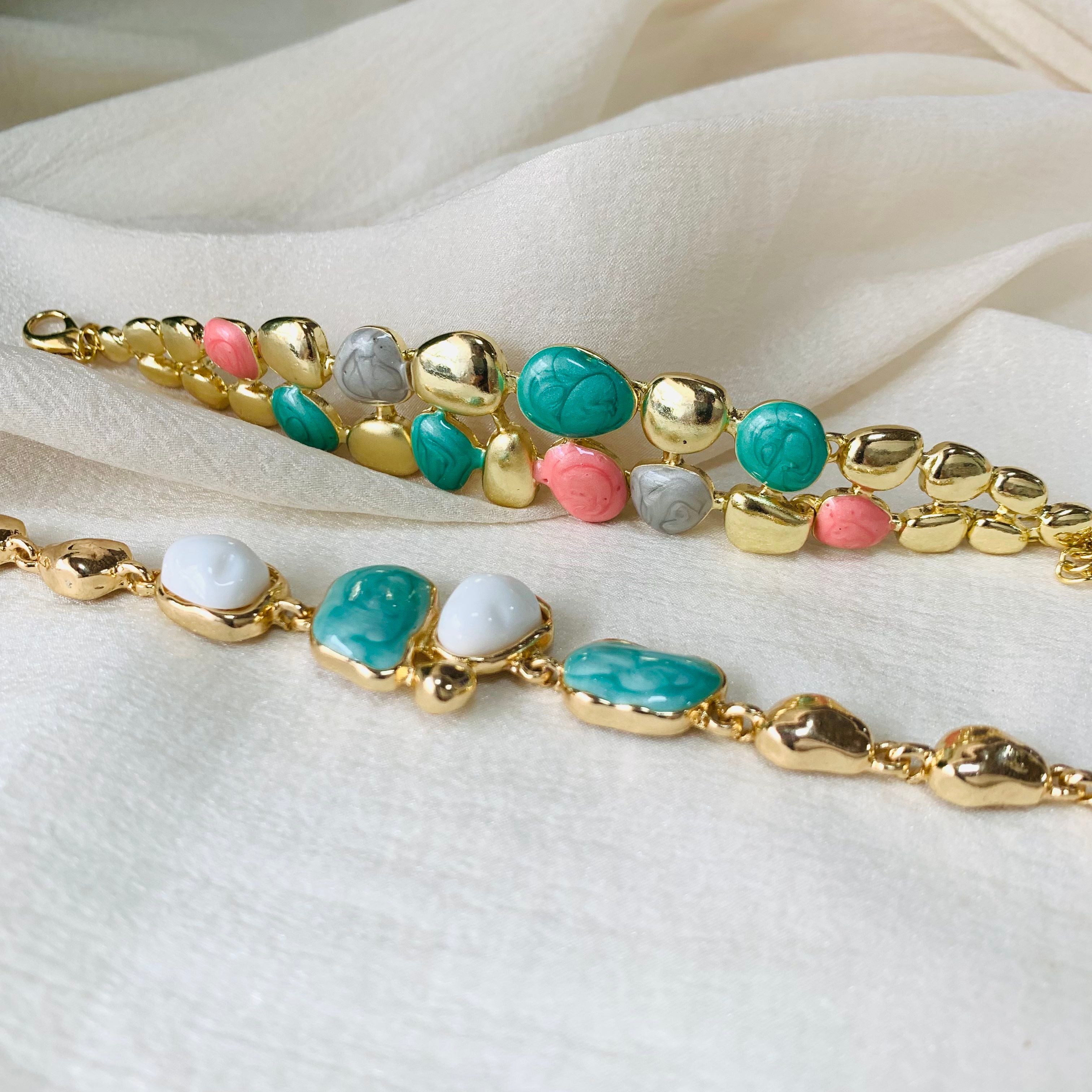 Vintage Resin Gemstone Bangle Set