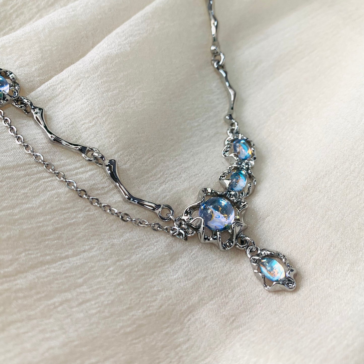 Fairycore Synthetic Moonstone Necklace |June Birthstone Jewelry | Gift for Her