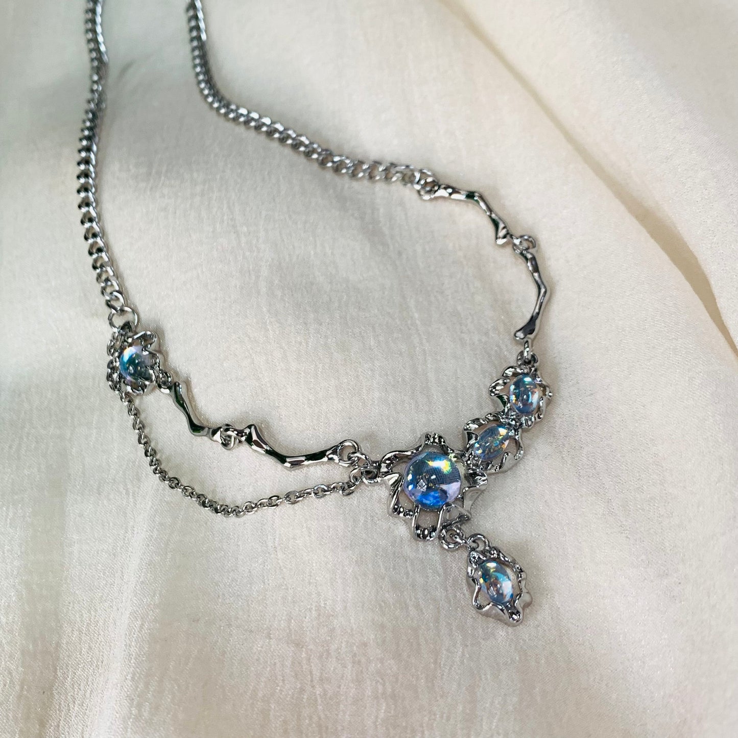 Fairycore Synthetic Moonstone Necklace |June Birthstone Jewelry | Gift for Her