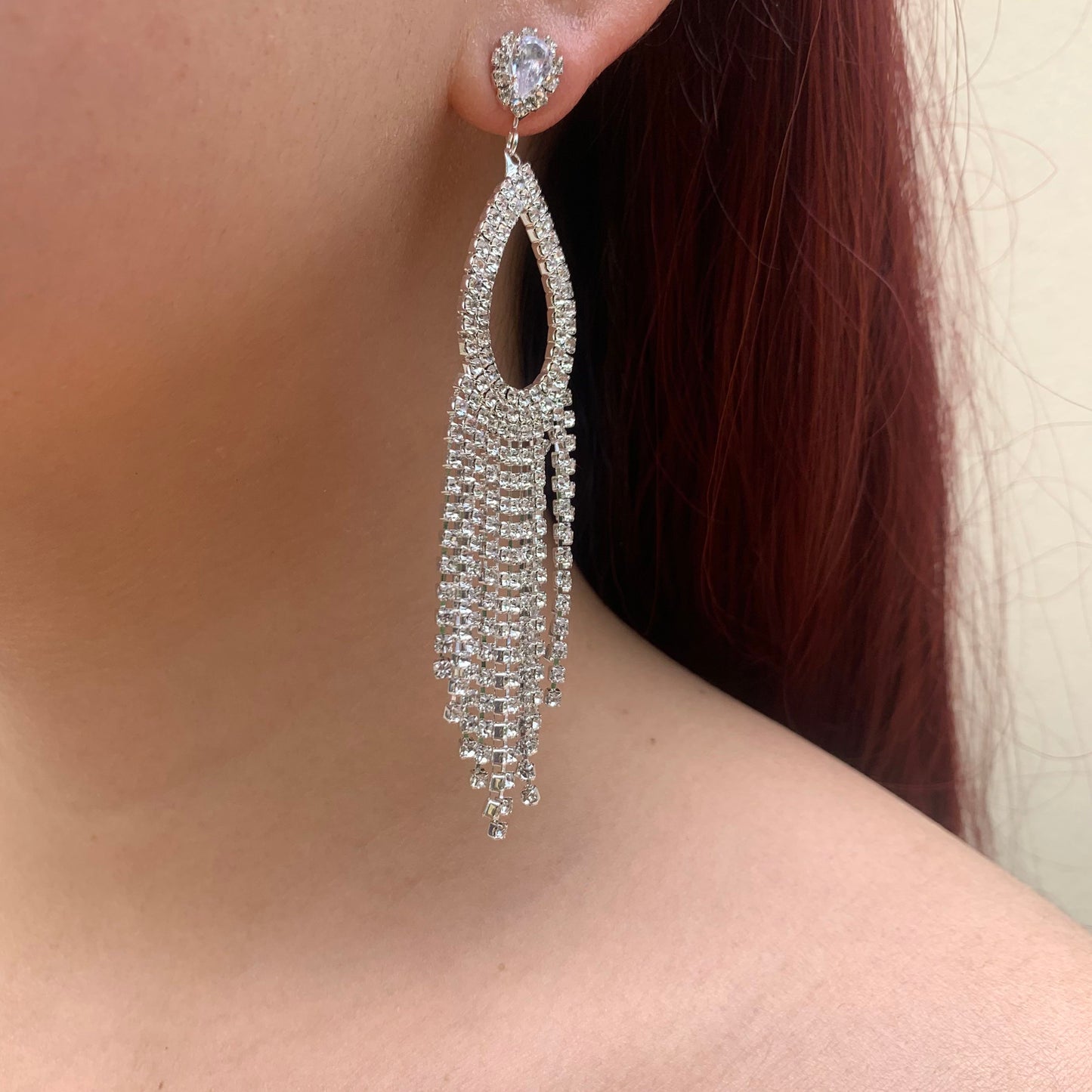 Wedding Season — Sparkling Waterfall Tassel Drop Earrings | Statement Fringe Earrings | Bridal Earrings | Bridesmaid Earrings | Party Earrings | Gift for Her