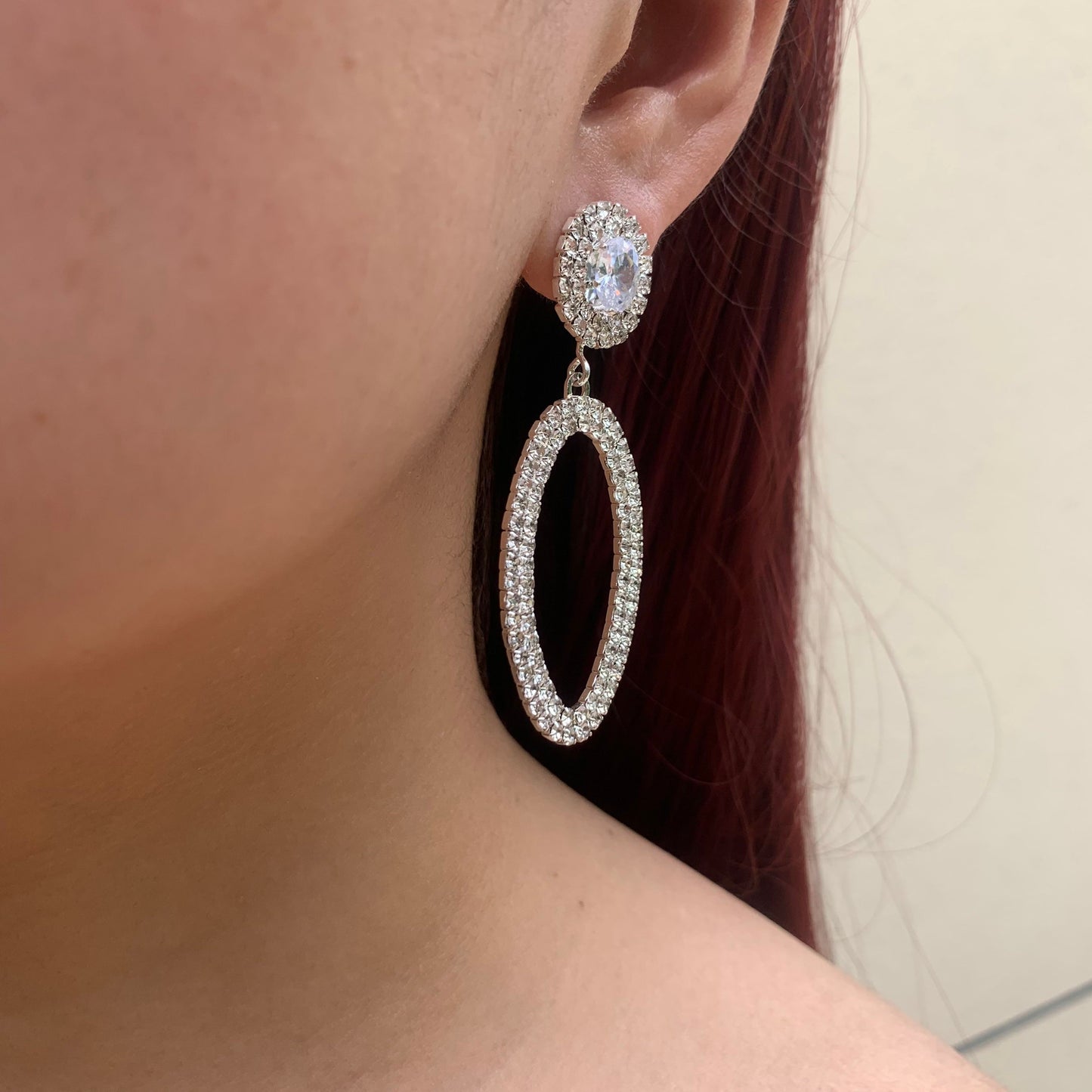 Wedding Season — Sparkling Oval Drop Earrings | Statement Fringe Earrings | Bridal Earrings | Bridesmaid Earrings | Party Earrings | Gift for Her