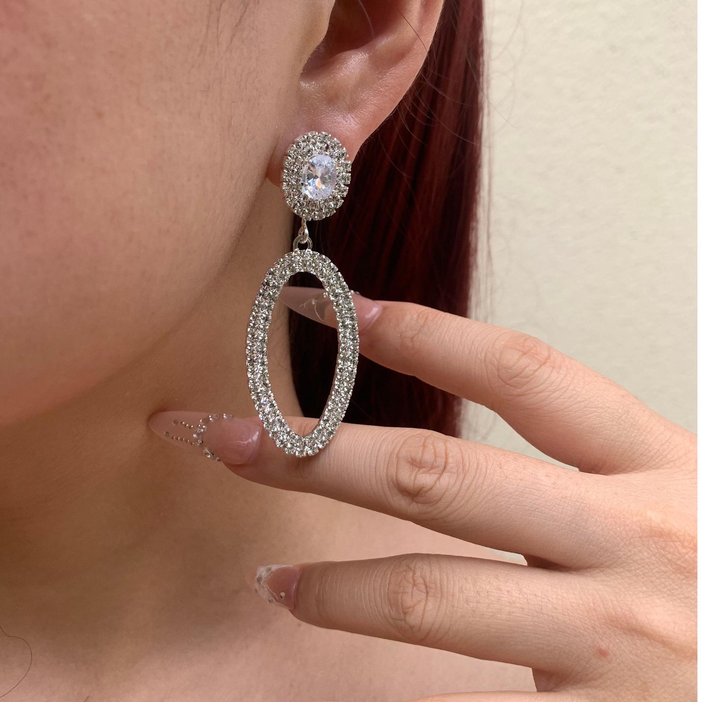 Wedding Season — Sparkling Oval Drop Earrings | Statement Fringe Earrings | Bridal Earrings | Bridesmaid Earrings | Party Earrings | Gift for Her
