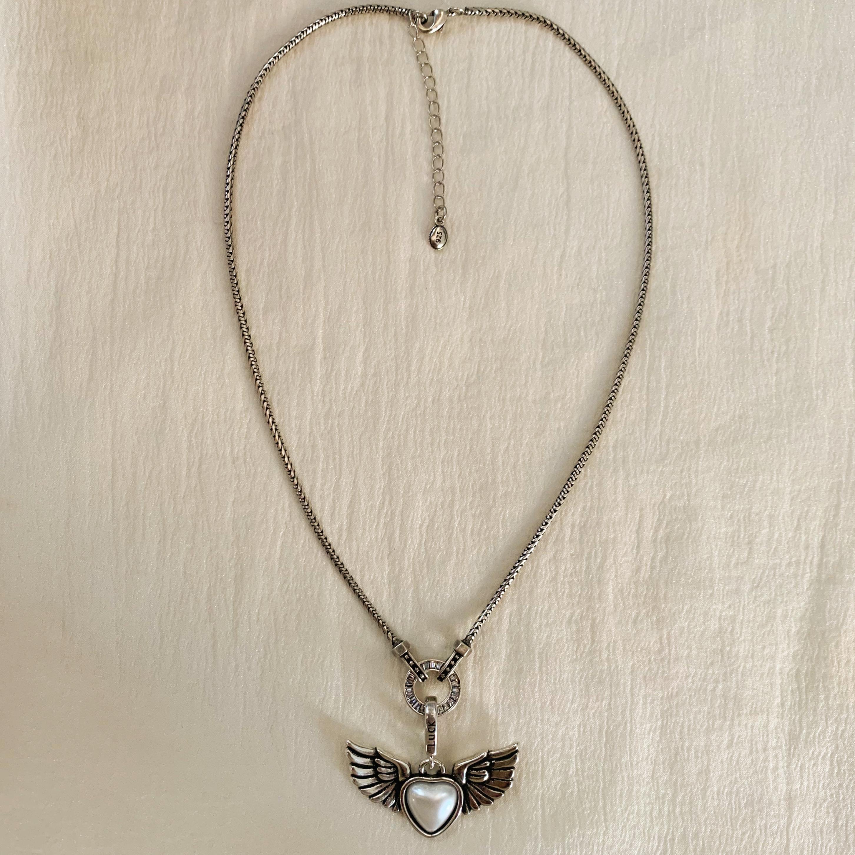 Silver Angel Wings Heart Jewelry Set