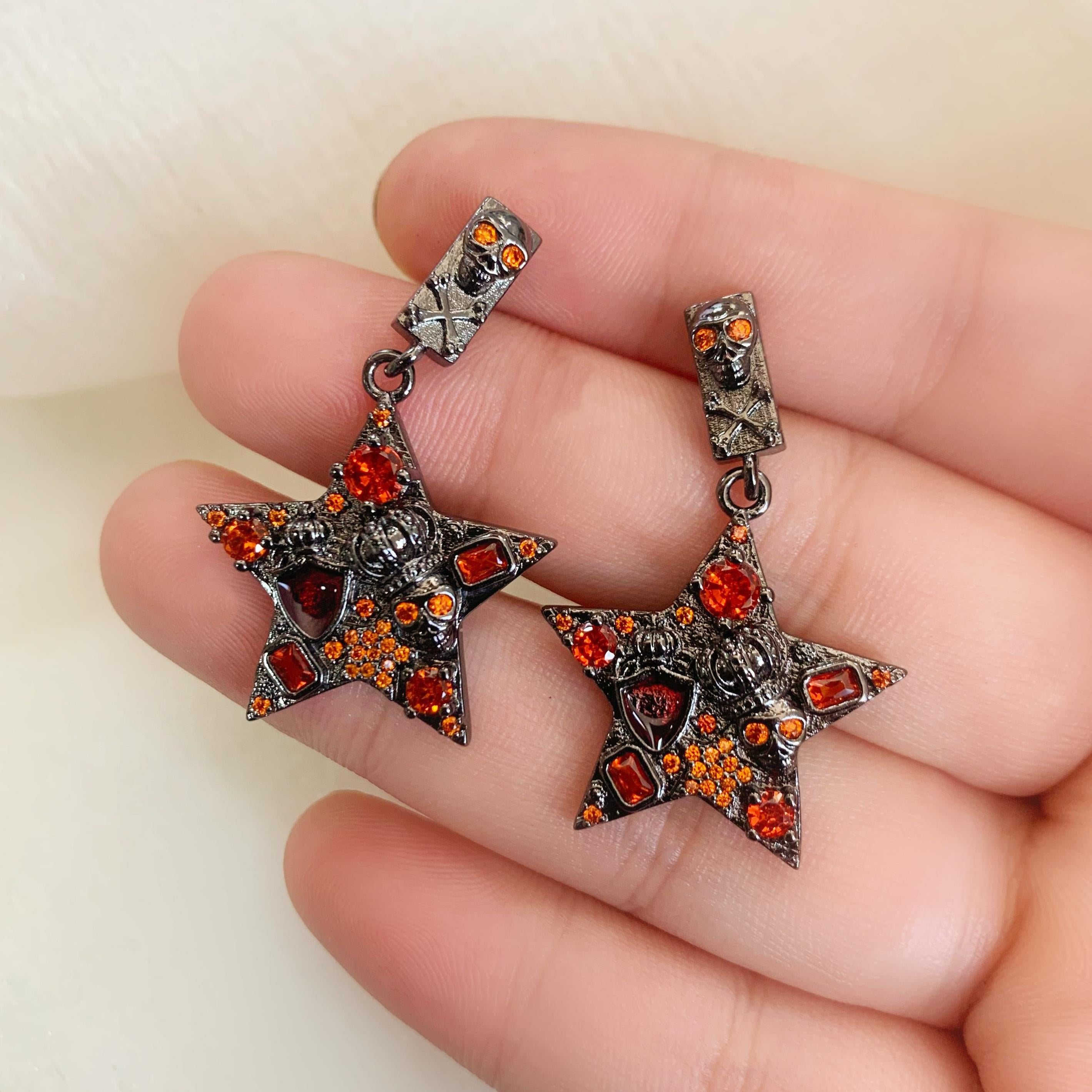 Halloween Pentagram Skull Earrings