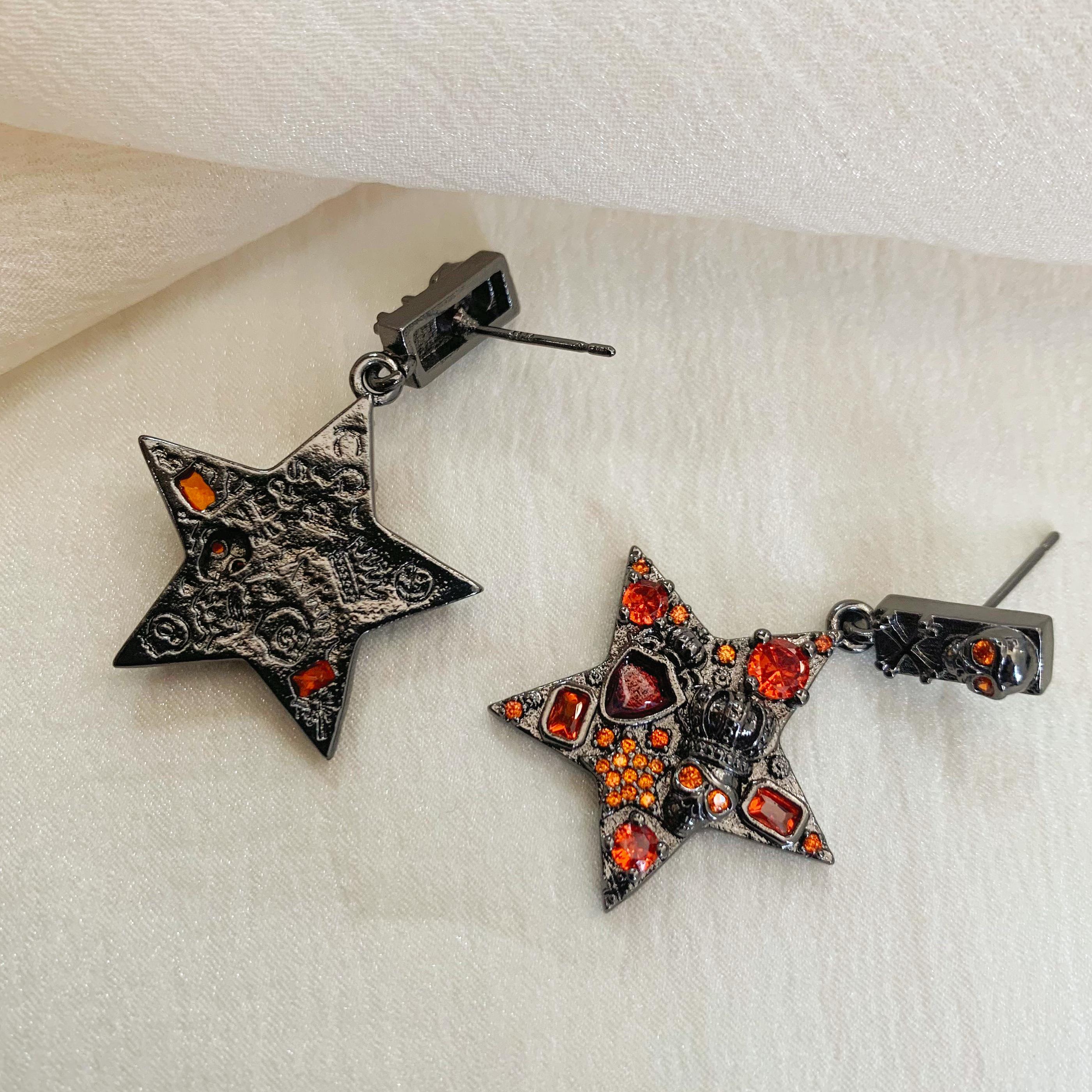 Halloween Pentagram Skull Earrings