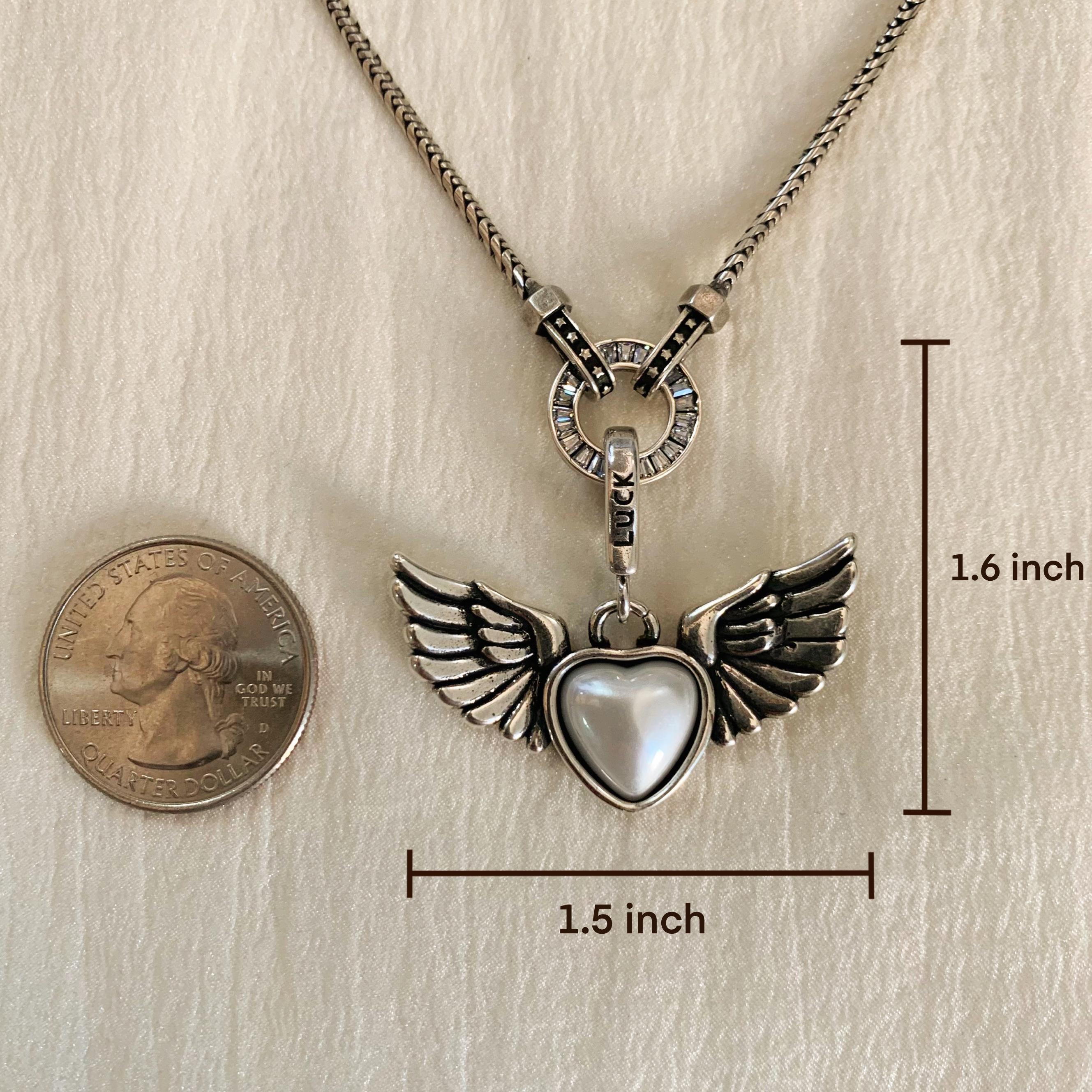 Silver Angel Wings Heart Jewelry Set