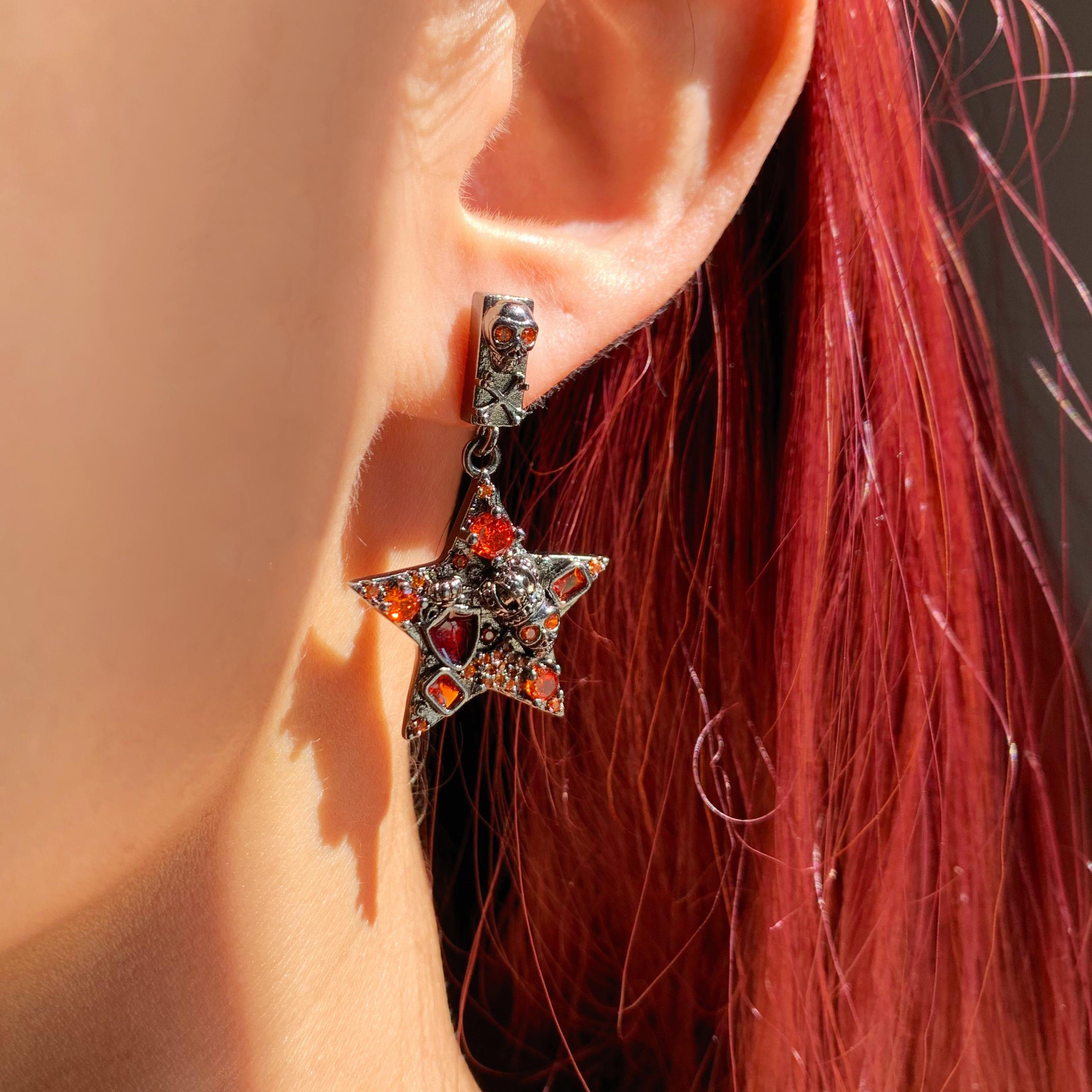 Halloween Pentagram Skull Earrings
