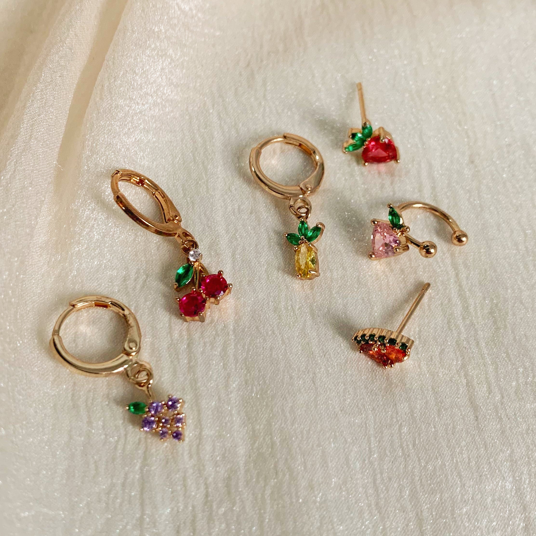 6-Piece Colorful Fruit Earrings Set