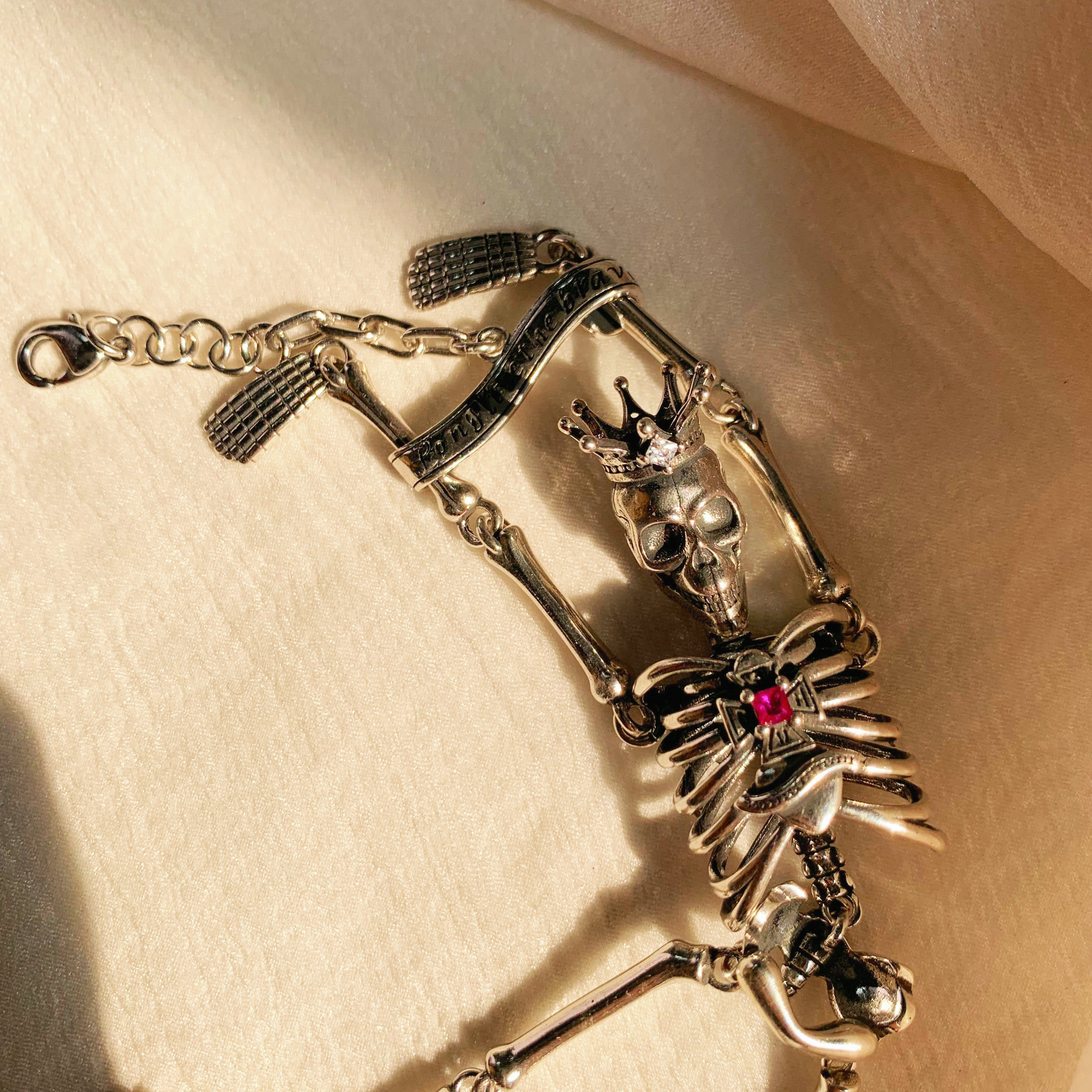 Silver Crown Skull Bracelet