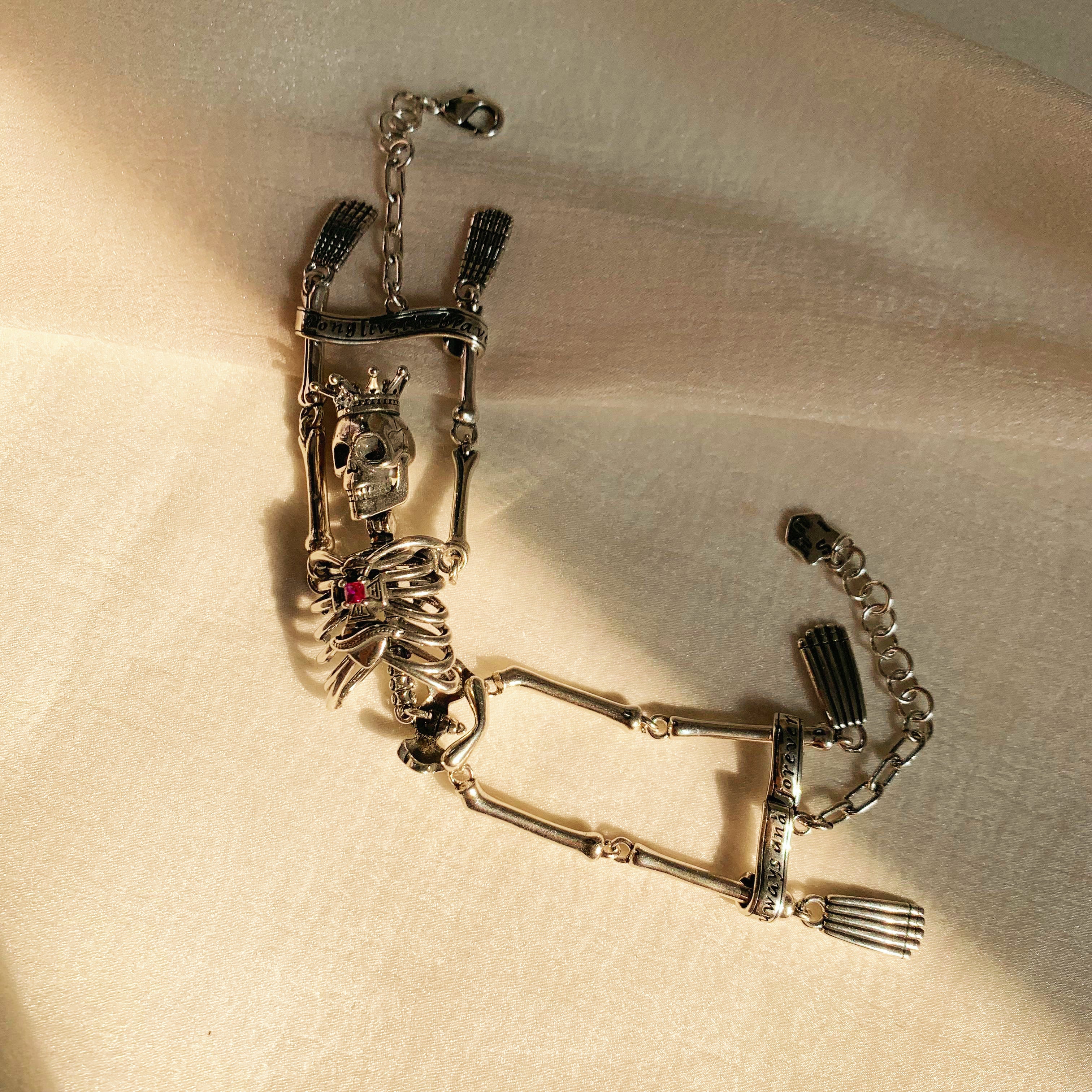 Silver Crown Skull Bracelet