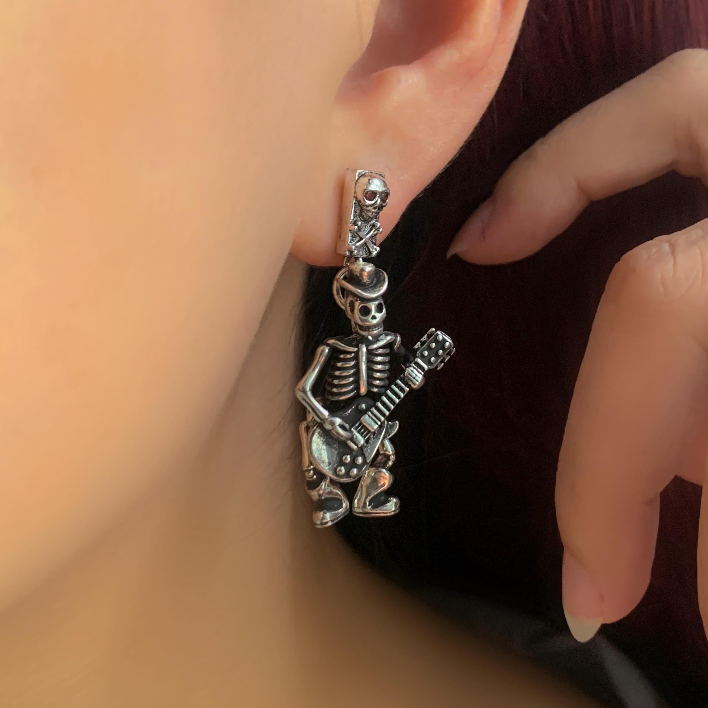 Halloween Skeleton Guitar Earrings