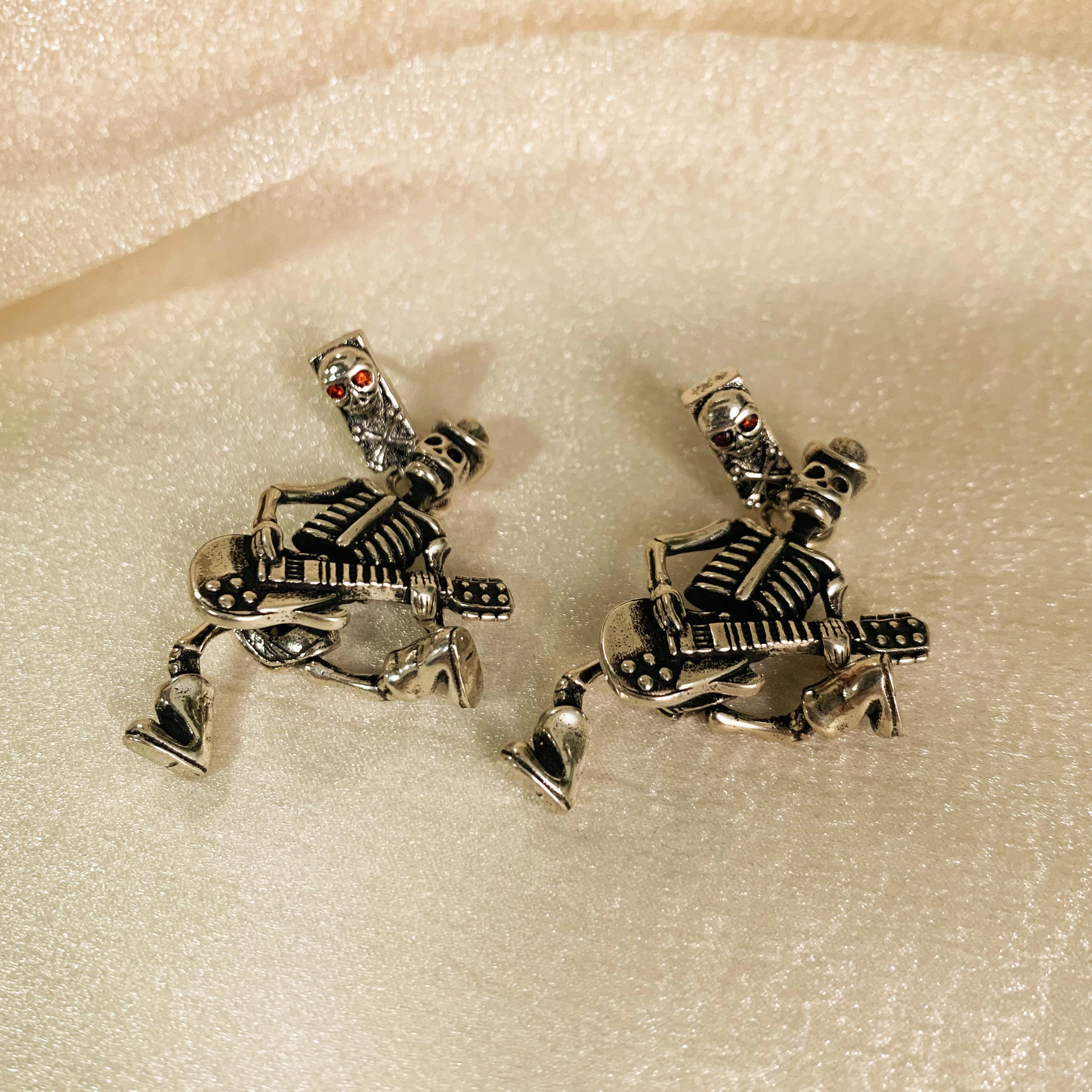 Halloween Skeleton Guitar Earrings