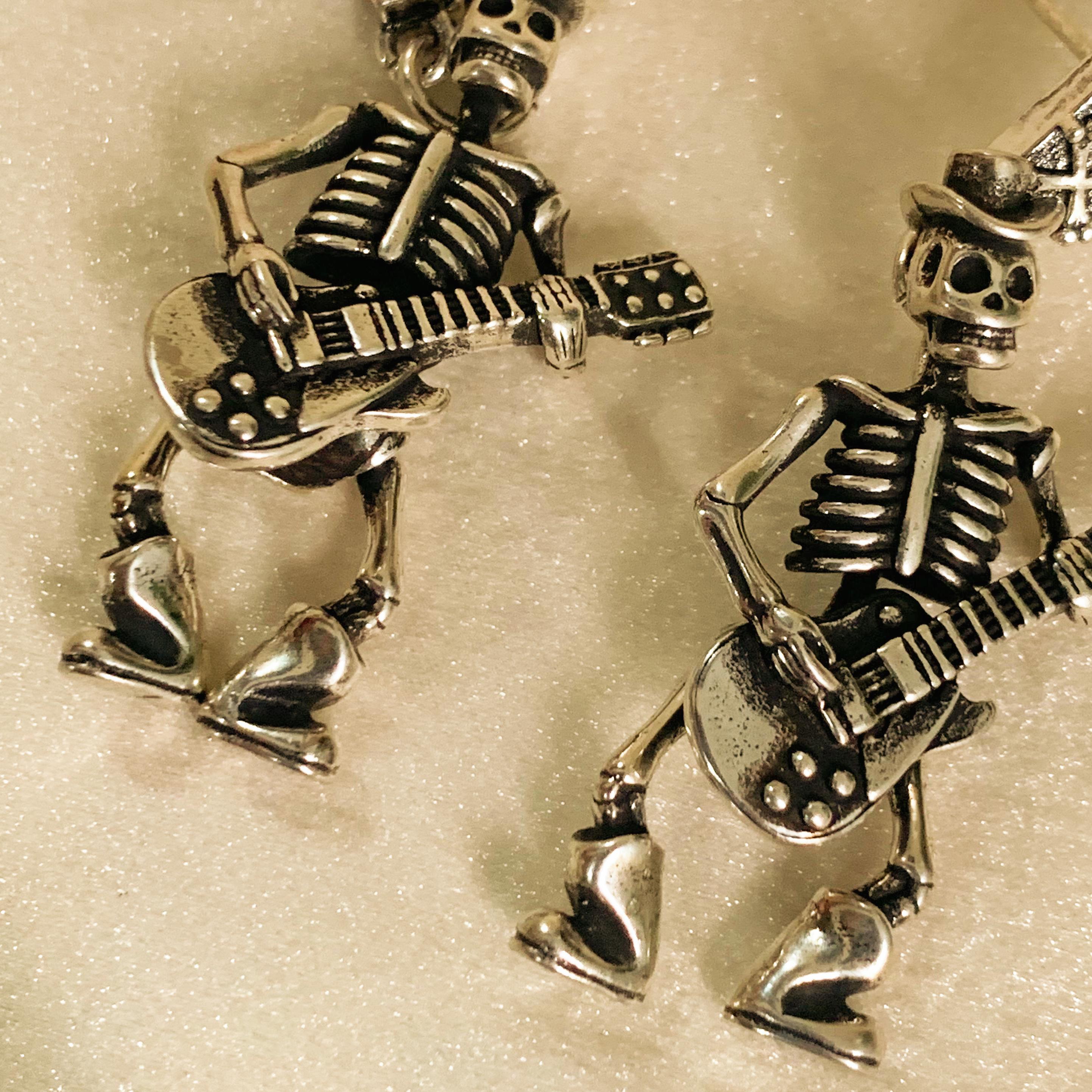 Halloween Skeleton Guitar Earrings