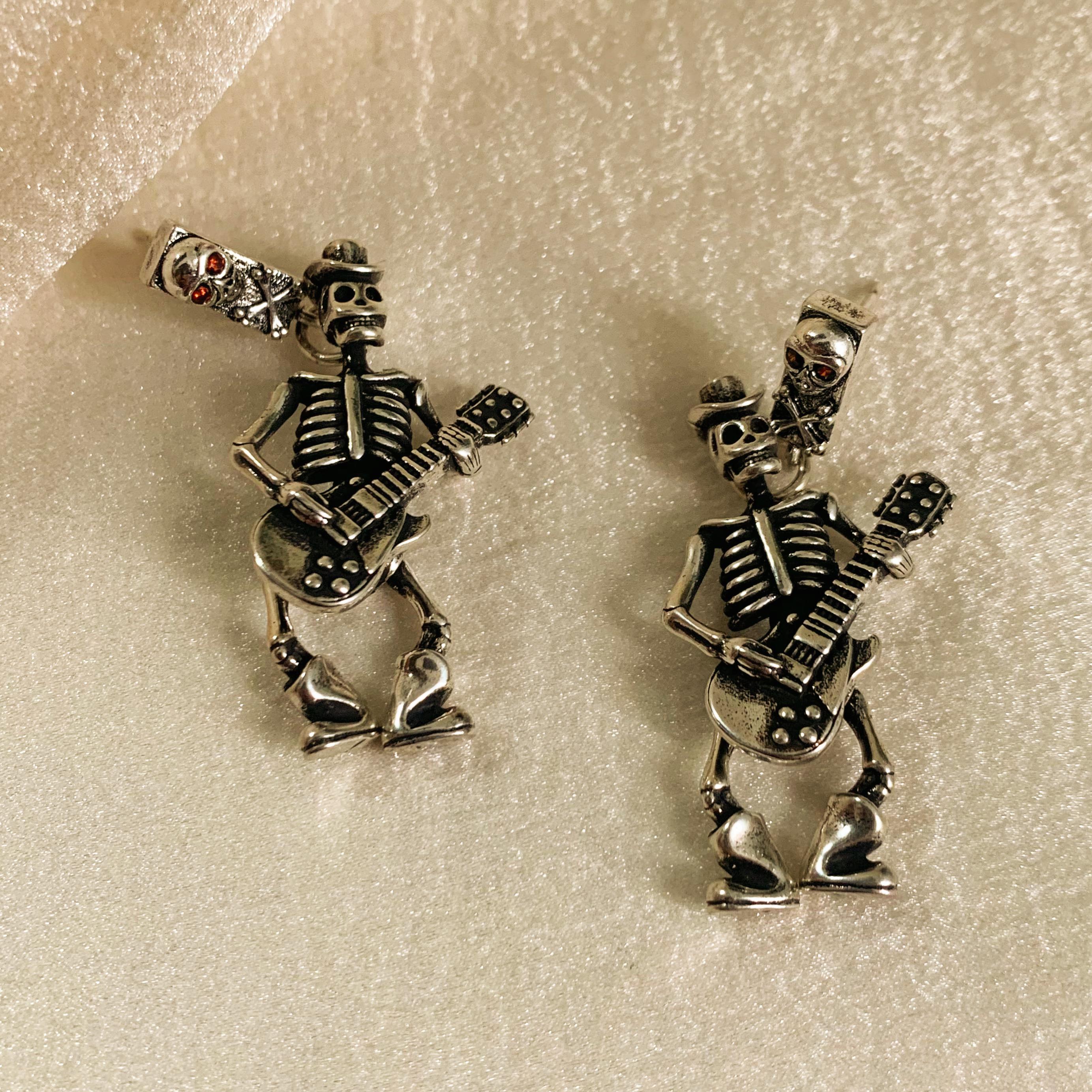 Halloween Skeleton Guitar Earrings