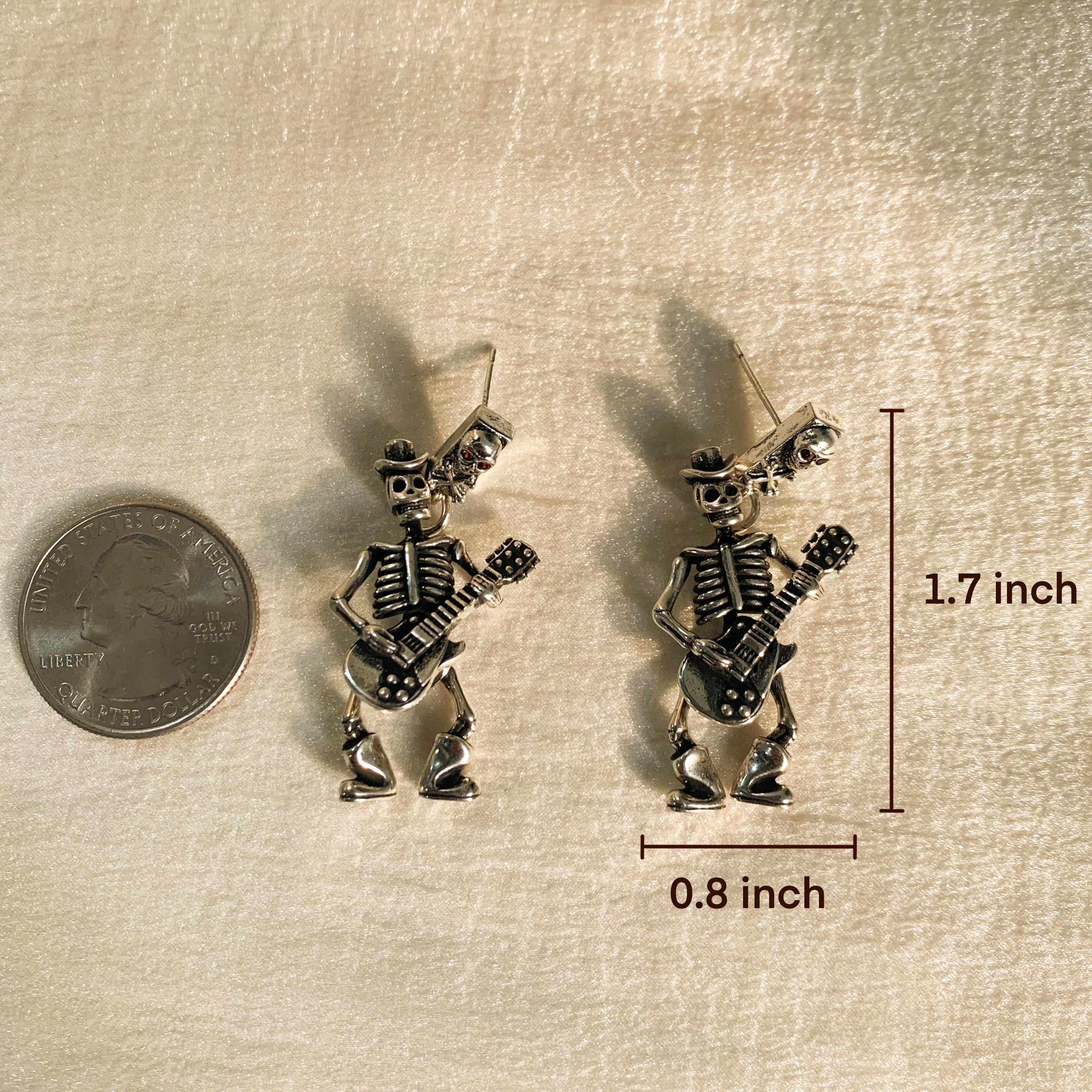 Halloween Skeleton Guitar Earrings