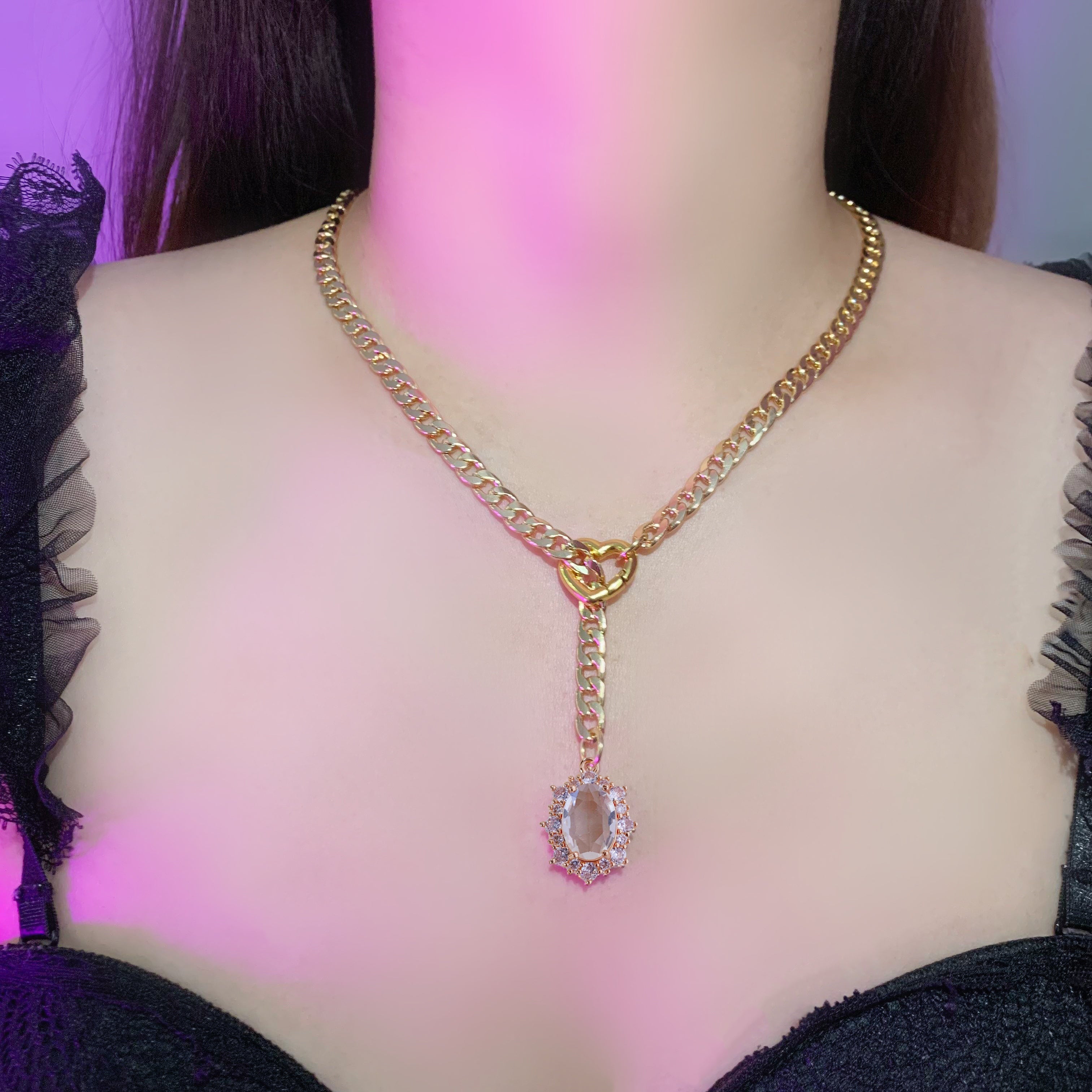 Chain Necklace with Gemstone Pendant