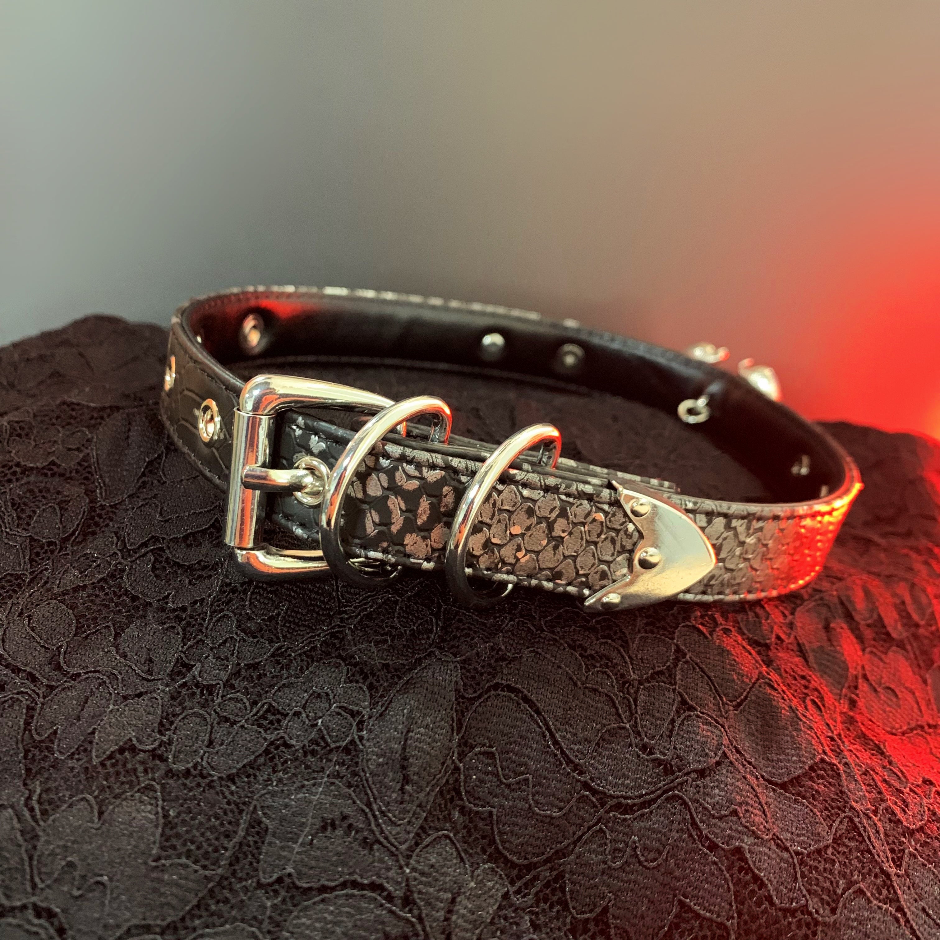 Dark Leather Choker with Bat Pendant