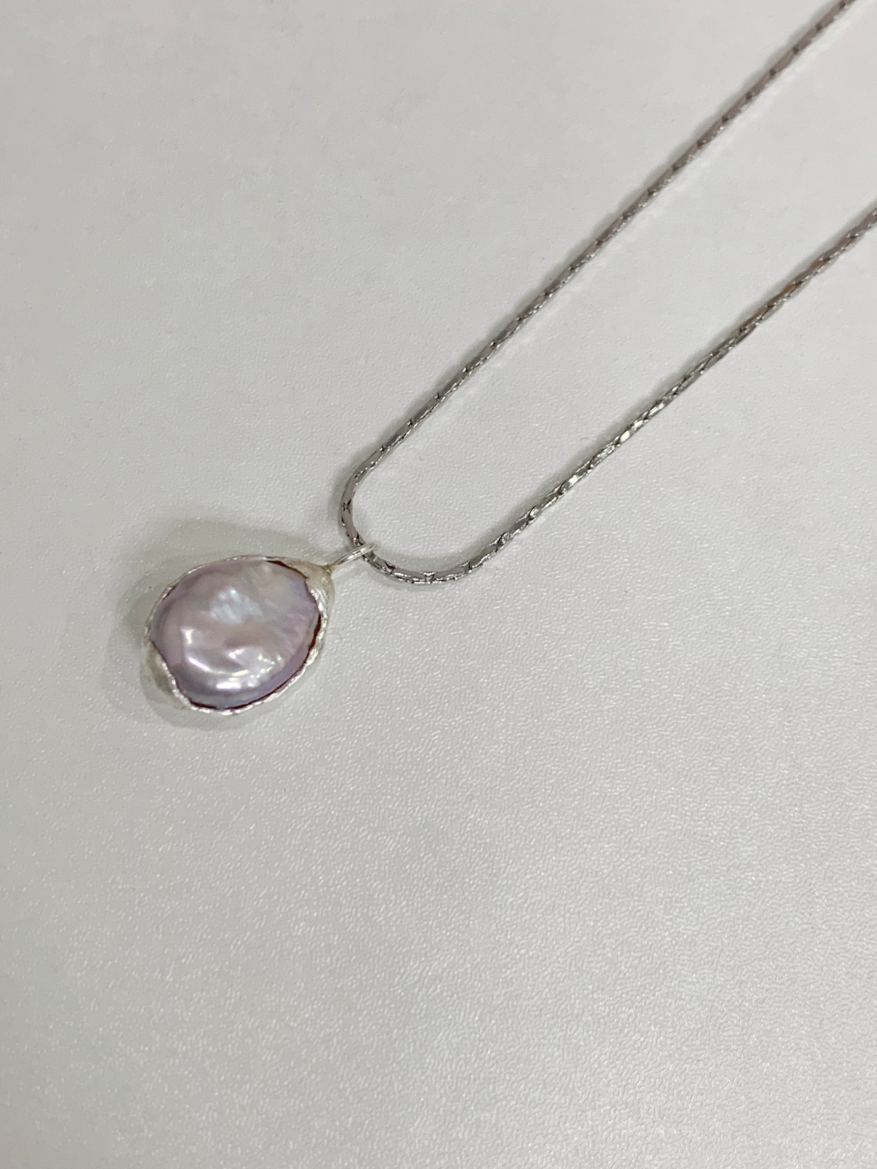 Handmade sterling silver baroque pearl necklace