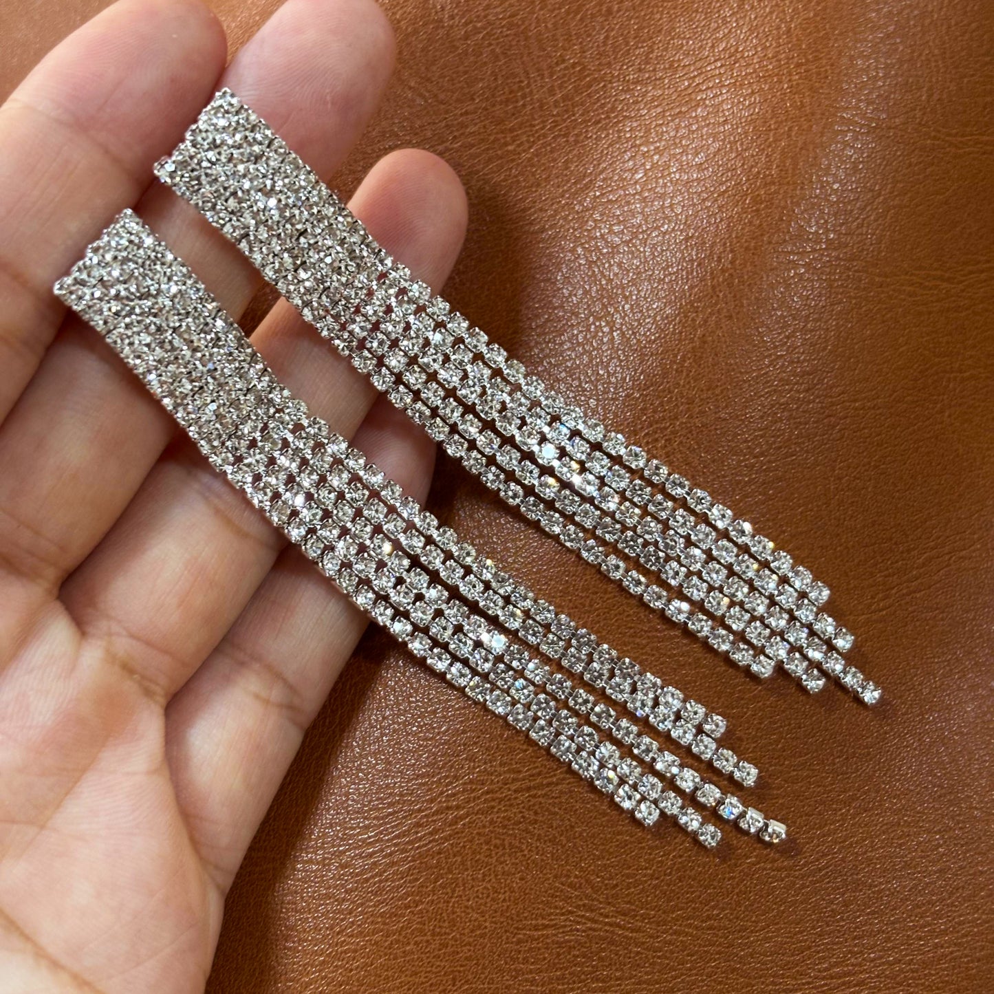 Wedding Season — Sparkling Waterfall Tassel Drop Earrings | Statement Fringe Earrings | Bridal Earrings | Bridesmaid Earrings | Party Earrings | Gift for Her
