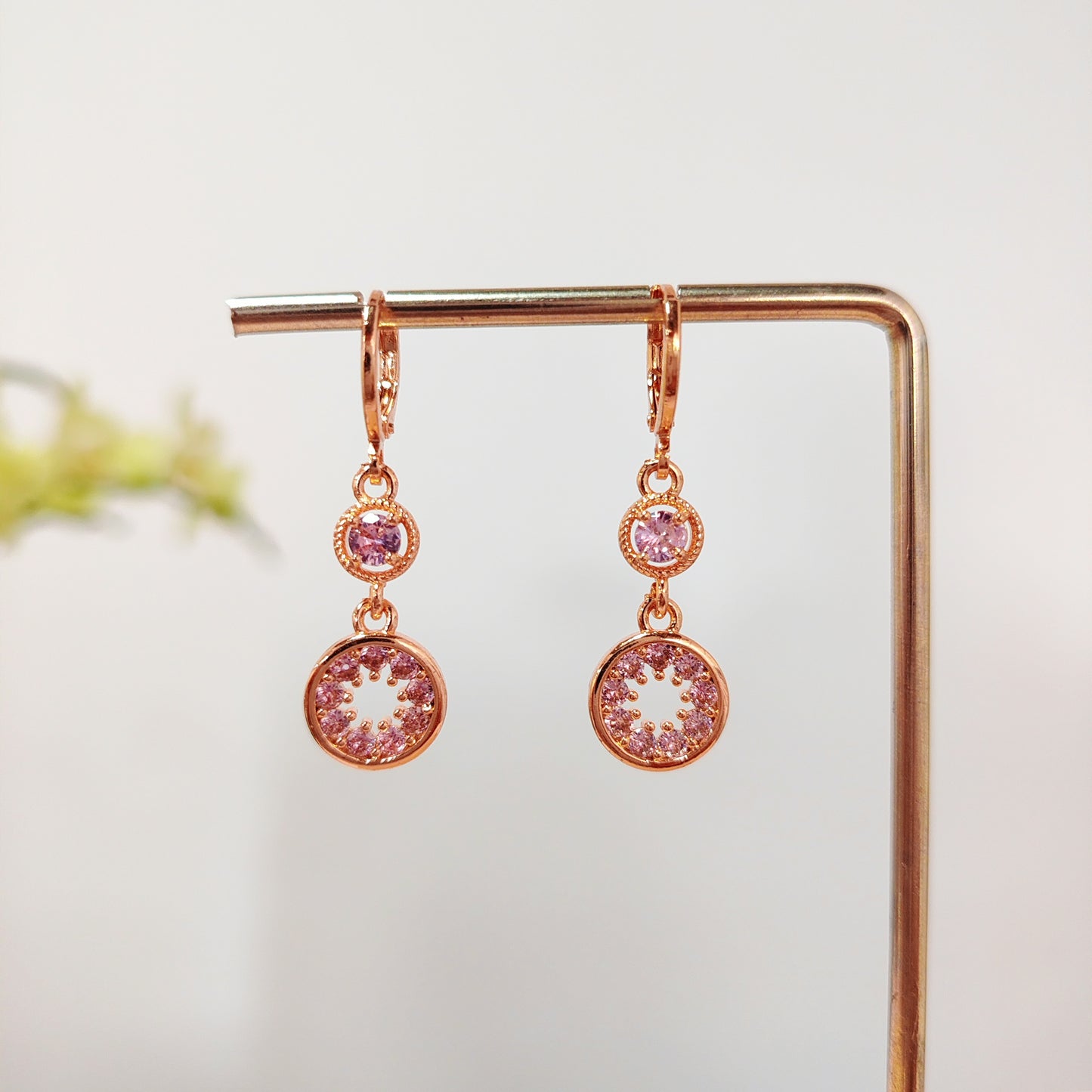 Sparkling Gold CZ Circle Dangle Earrings | Double Hoop Drop Earrings | Delicate Filigree 18K Gold-Plated Earrings | Elegant Gift for Her
