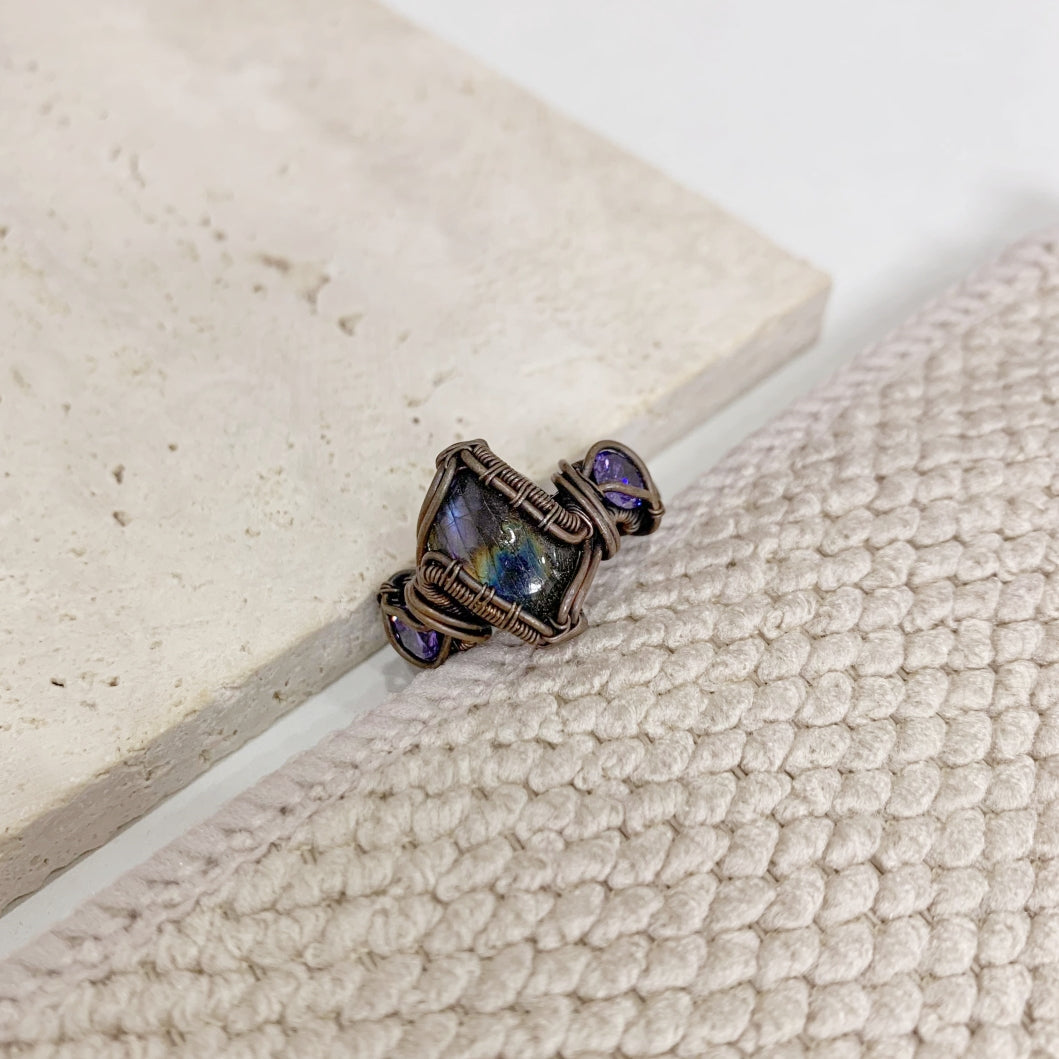 Gothic Purple Crystal Ring