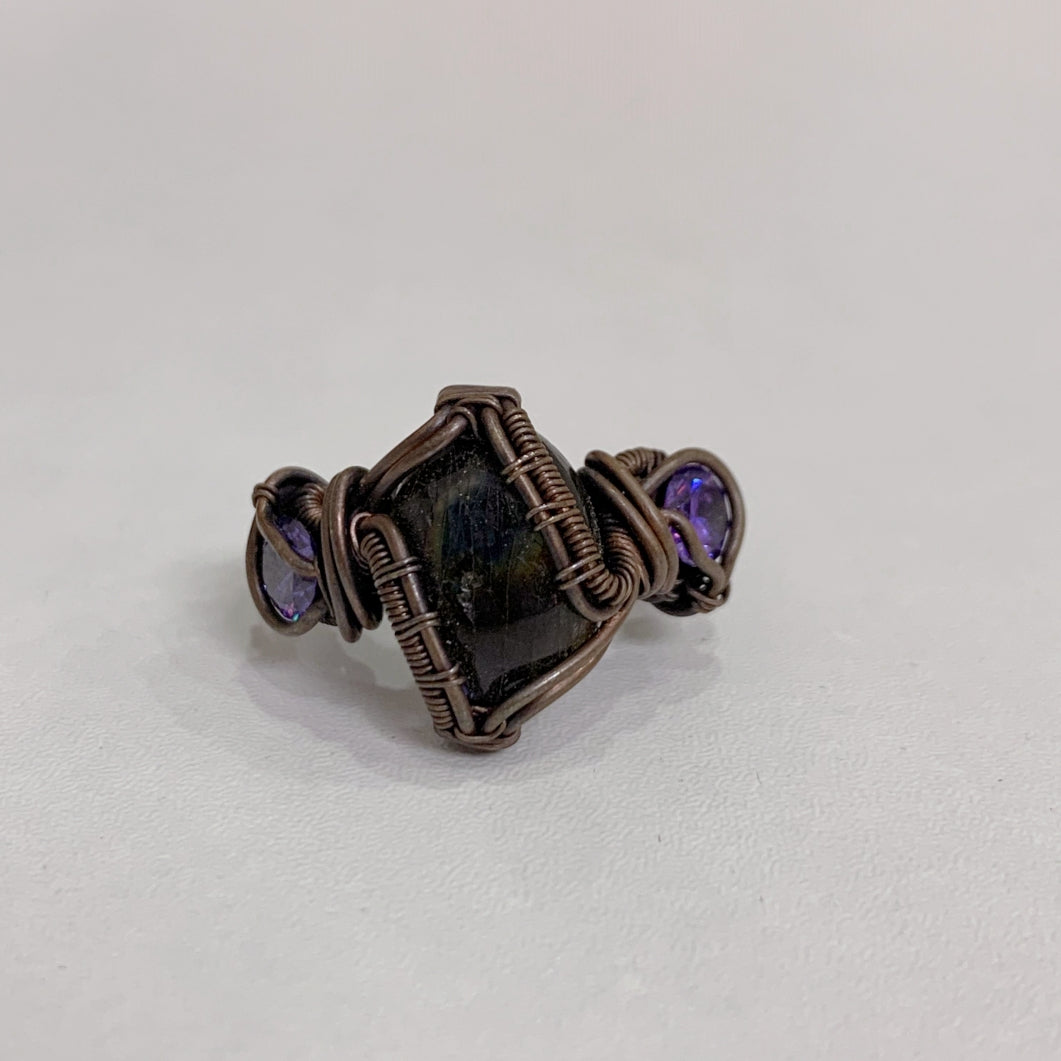 Gothic Purple Crystal Ring